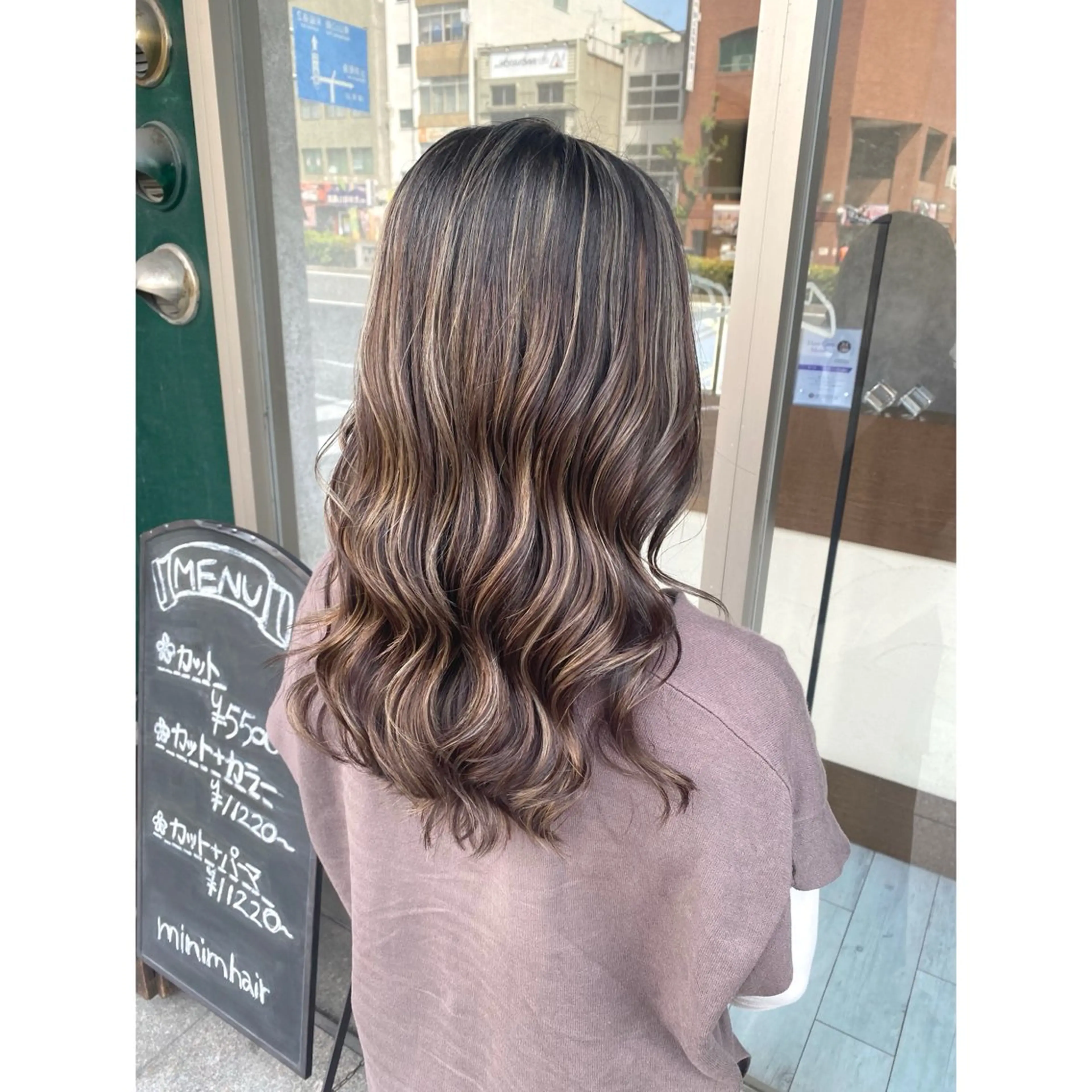 ロング カラー ハイライトカラー ハイライト カット ヘアカラー トリートメント 日比 貴大/ minim hairのヘアスタイル