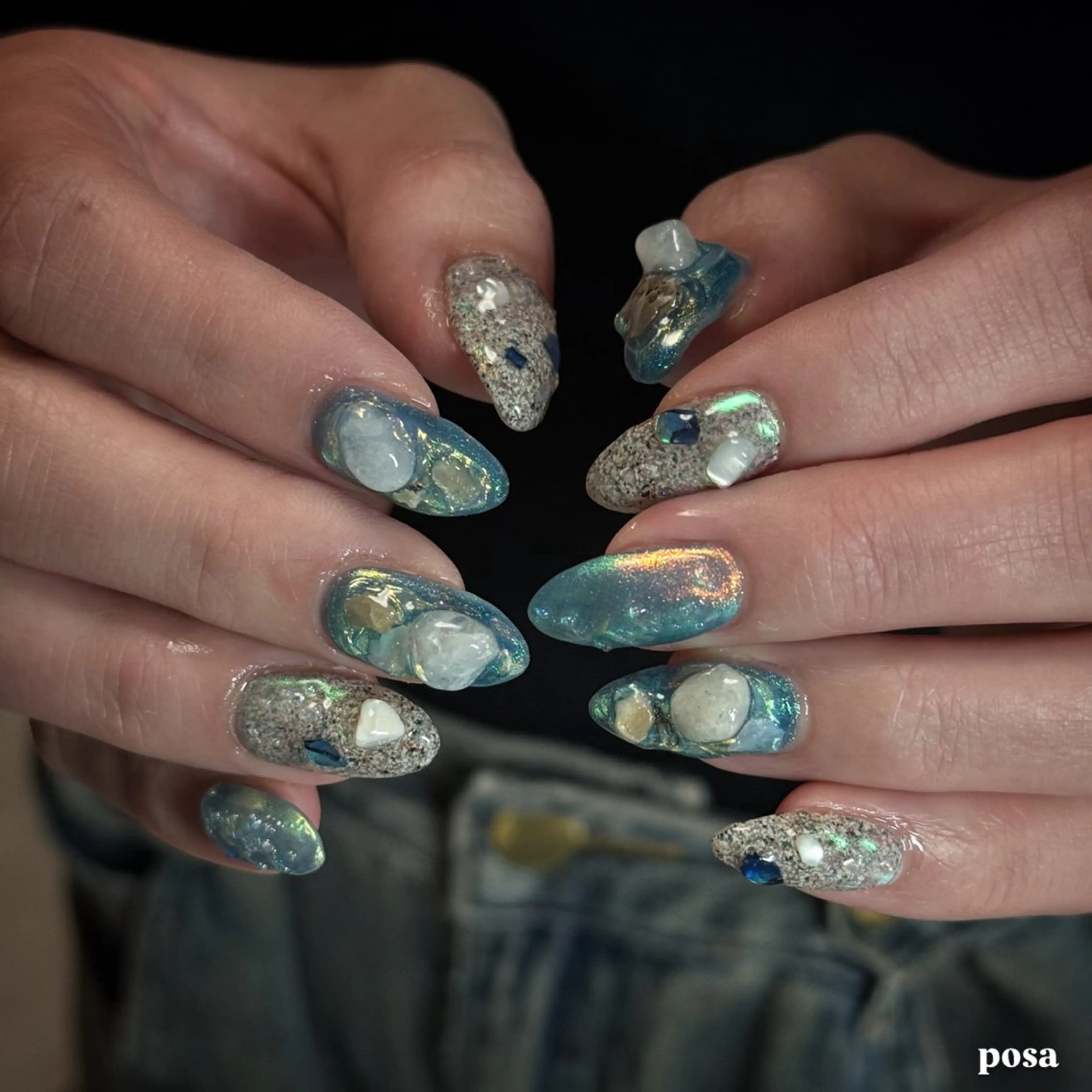 ネイル オーロラネイル シンプルネイル ハンドネイル posa nail モエミのネイルデザイン