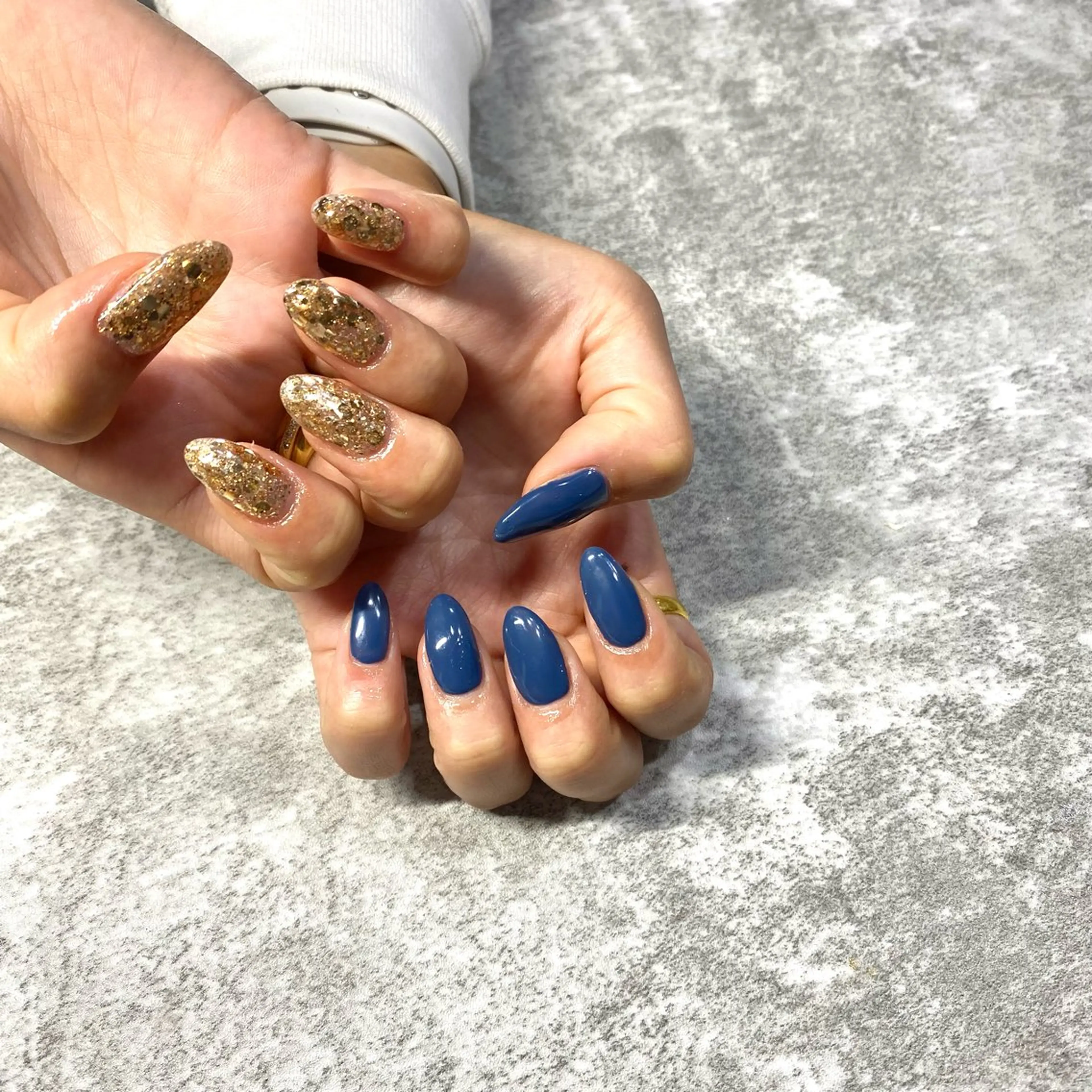 ネイル ラメ(グリッター) ネイビー ハンドネイル ★Rinail... .のネイルデザイン