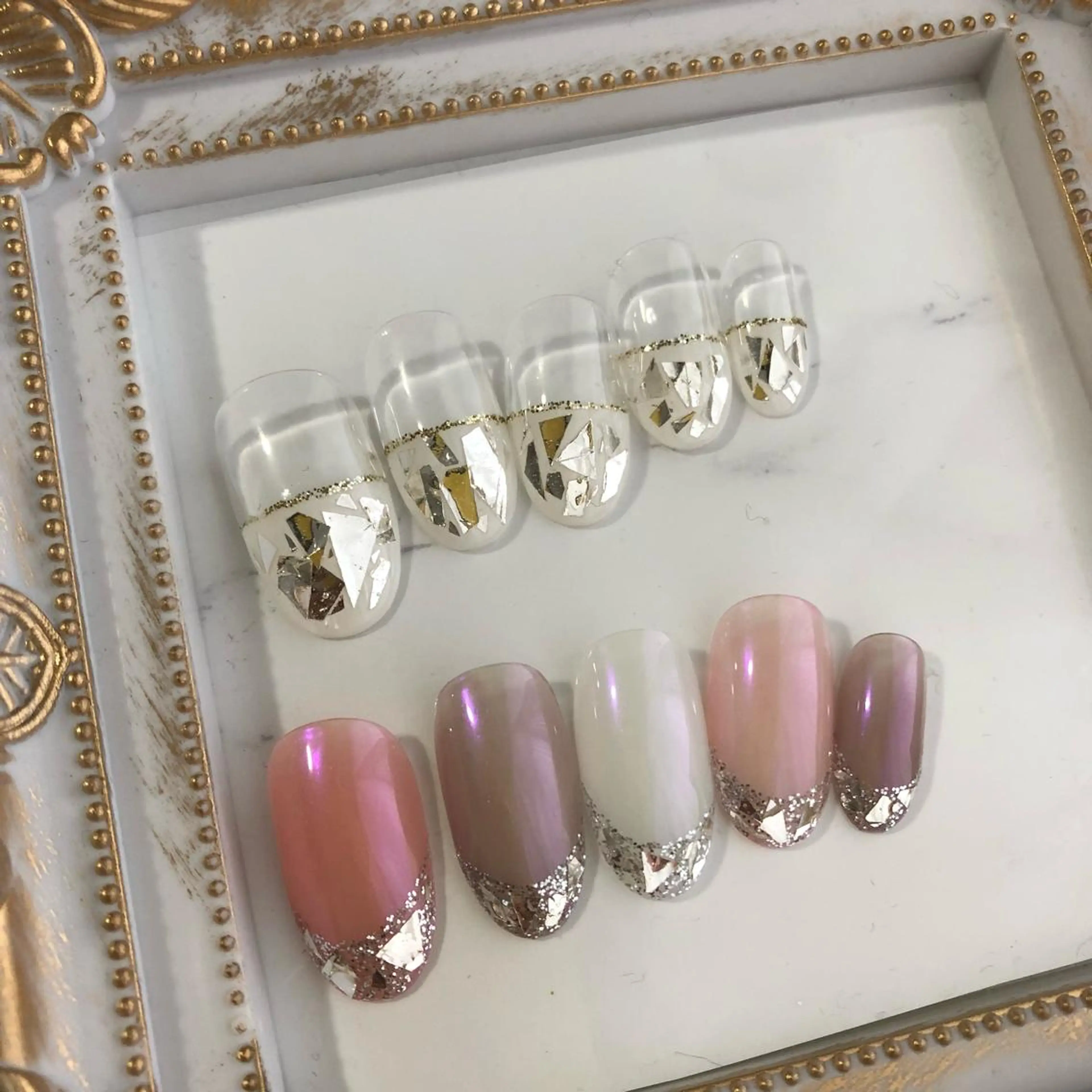 ネイル フレンチネイル ガラスフレンチ 中川 ほののネイルデザイン