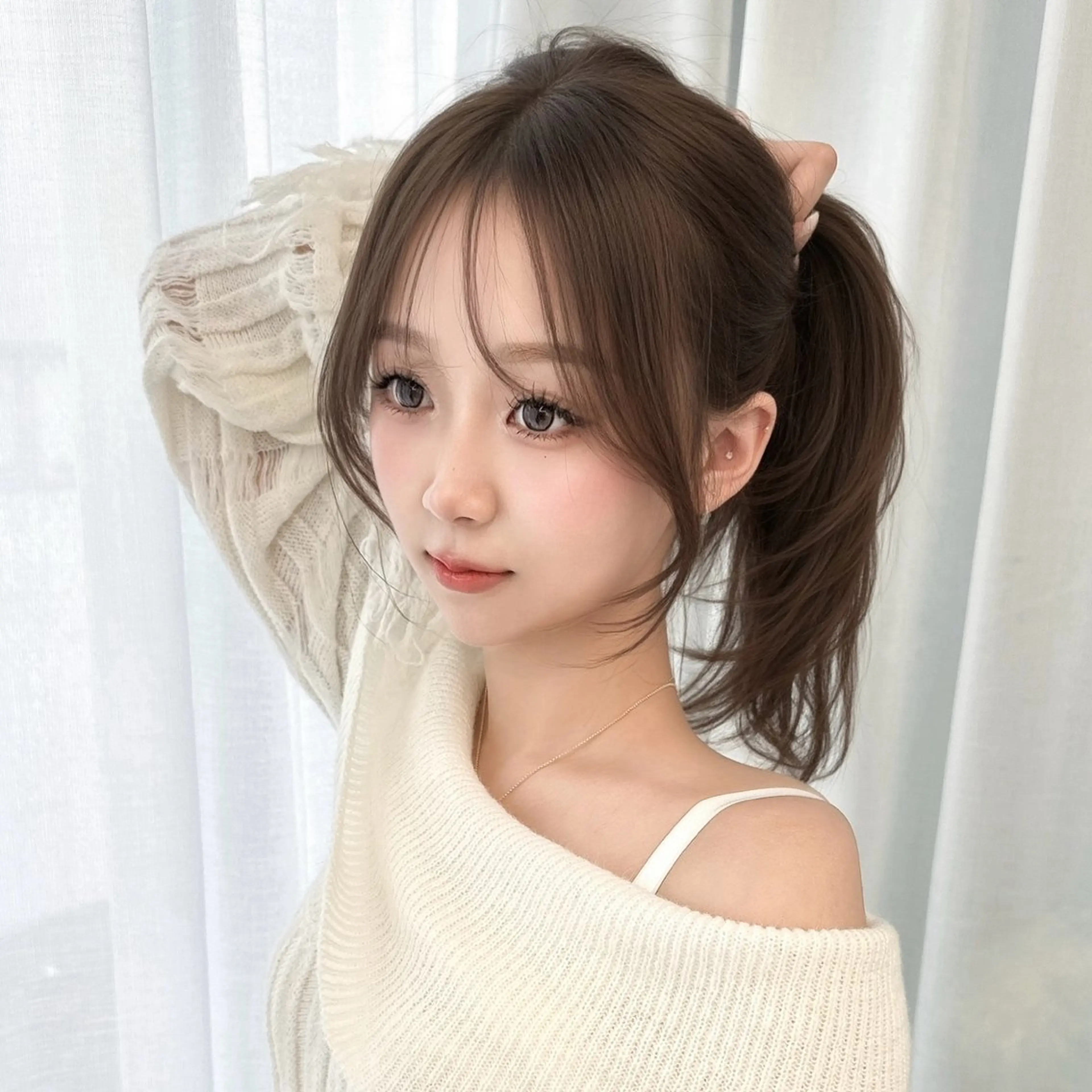 セミロング カラー ブラウンカラー マロンブラウン レイヤーカット カット ヘアカラー ヘアセット kiti所属・kana 栄美容師/韓国ヘアのヘアスタイル