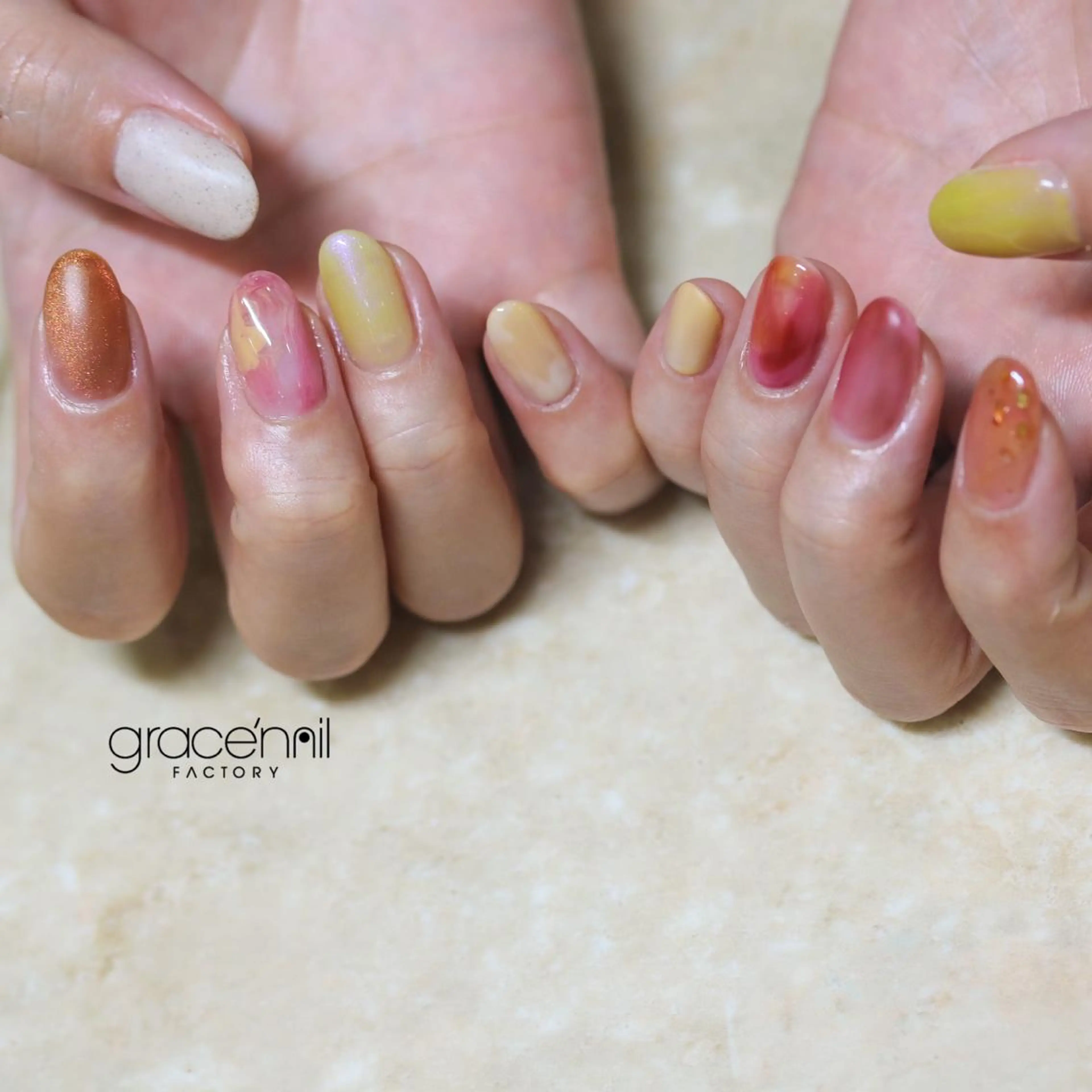 ネイル なんば堀江/育爪施術 ニュアンス✻Kaphのネイルデザイン