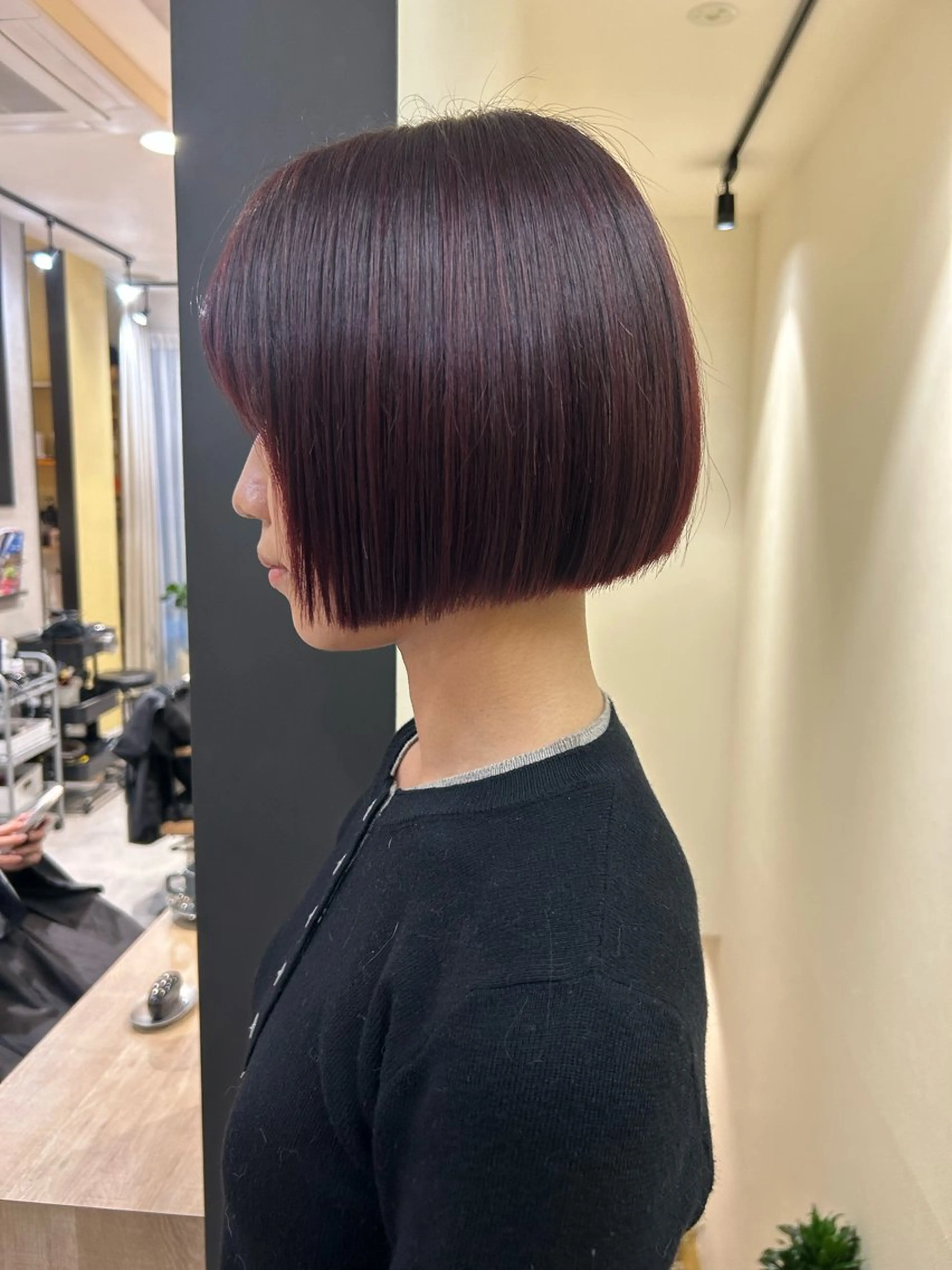 ショート カラー ボルドーカラー レッドカラー ボブ カット ヘアカラー トリートメント hub hair レイヤー/透明感のヘアスタイル