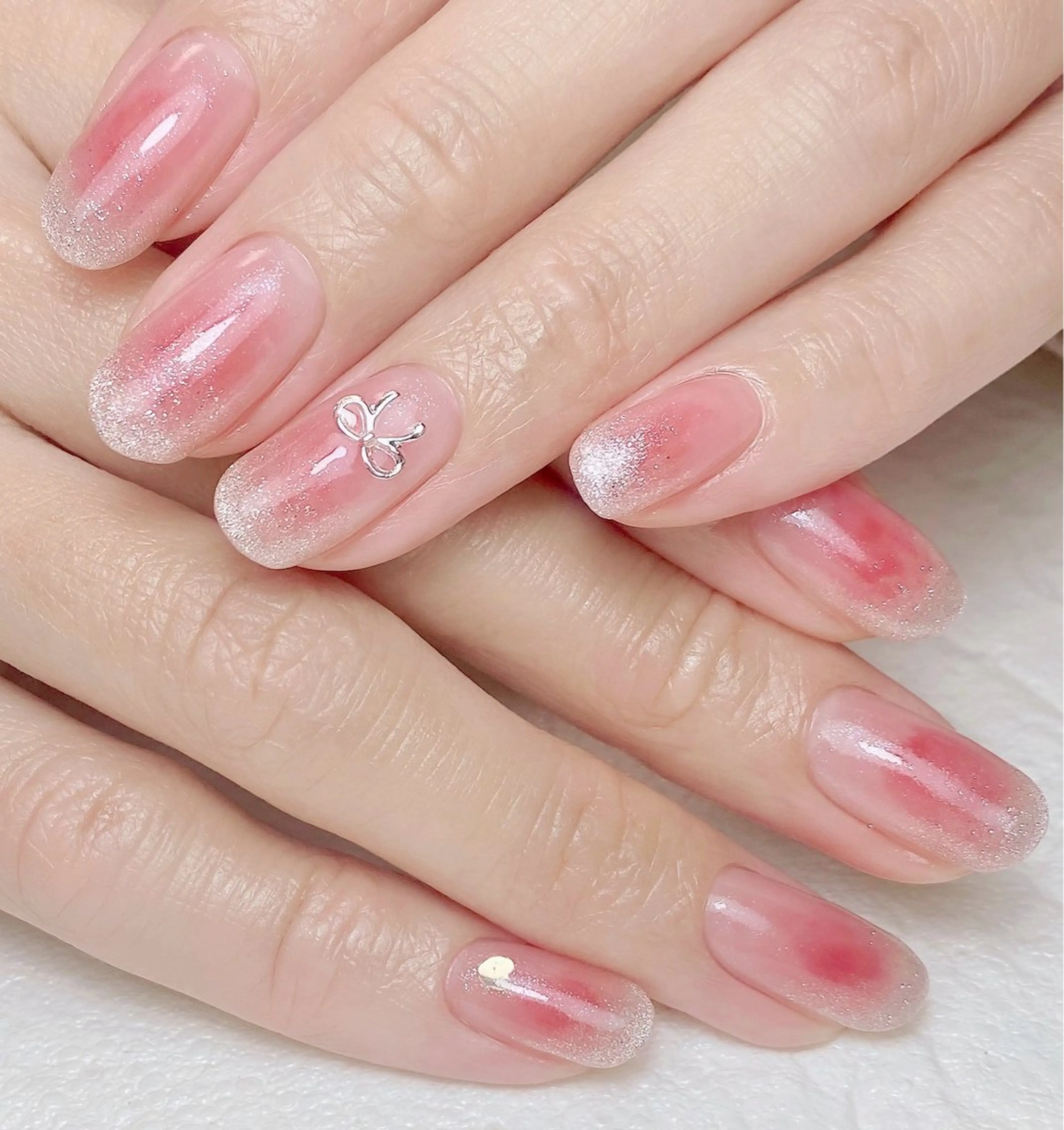 ネイル チークネイル フラッシュネイル フレンチネイル マグネットネイル マグネットフレンチ ハンドネイル Nail Salon K 🧸美爪育成のネイルデザイン