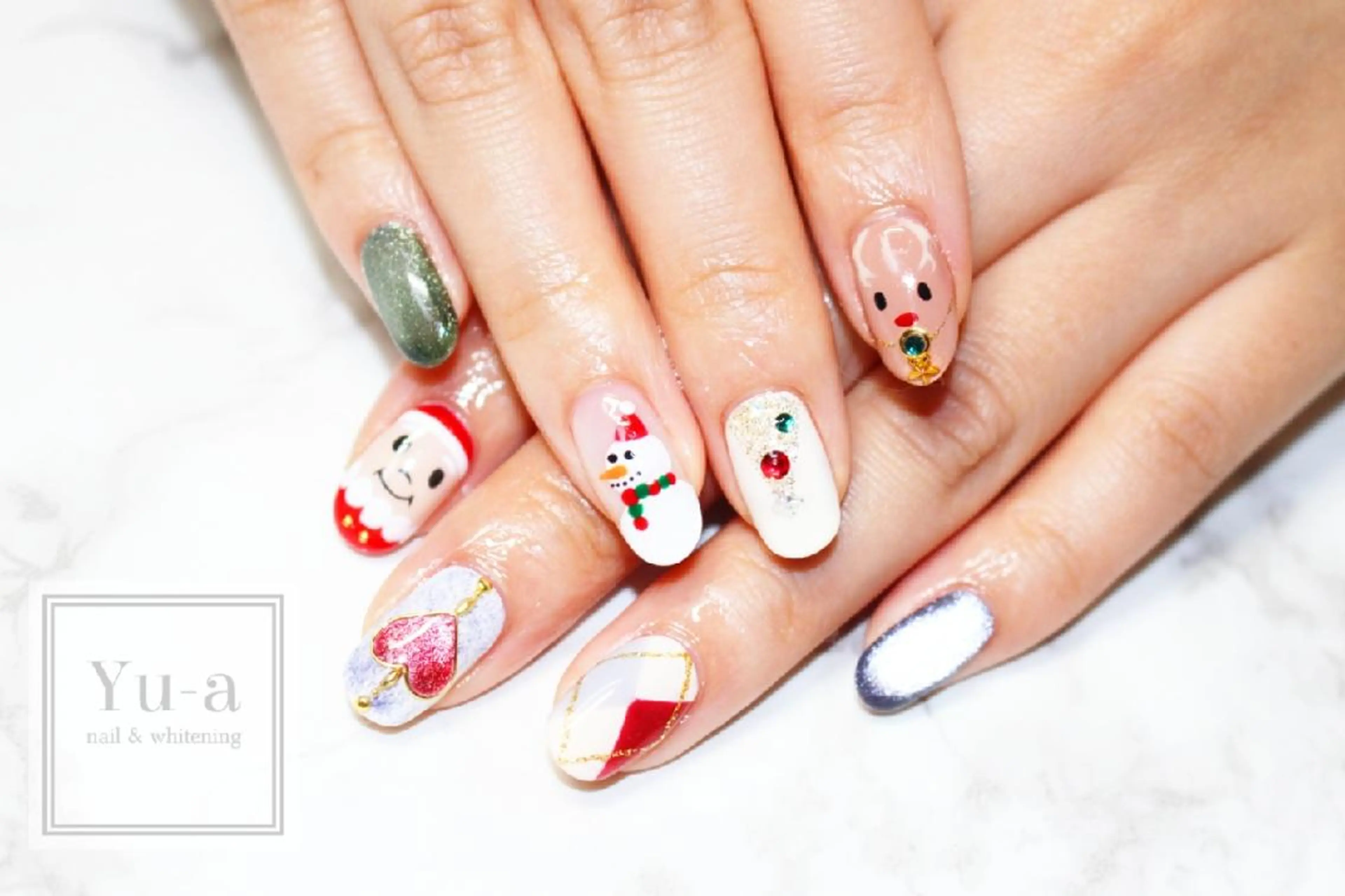 ネイル ホワイト 冬ネイル クリスマス yu-a☆   柏ネイルのネイルデザイン