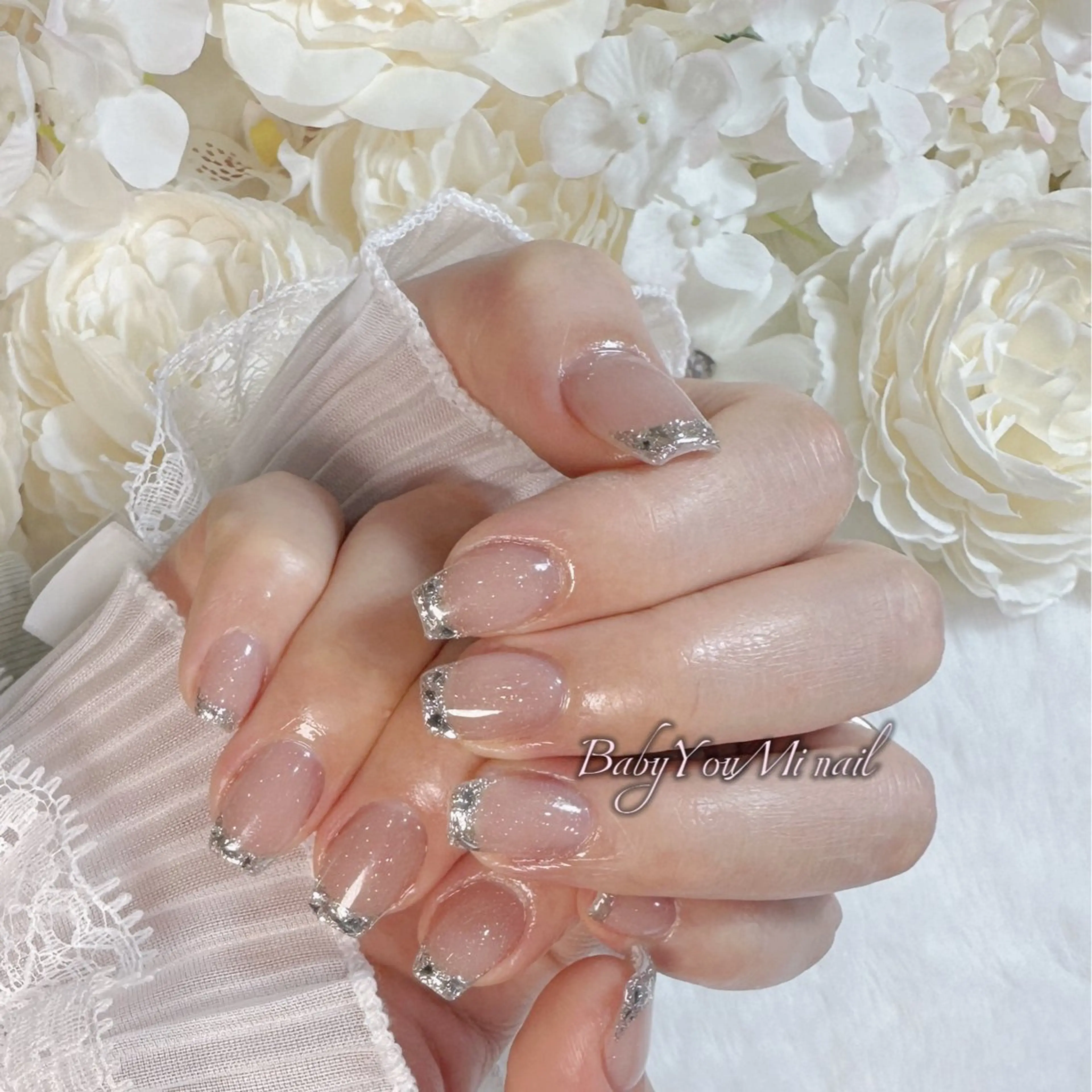 ネイル オーロラネイル 成人式 フットネイル フレンチネイル ジェルネイル ハンドネイル BabyYouMi nailのネイルデザイン