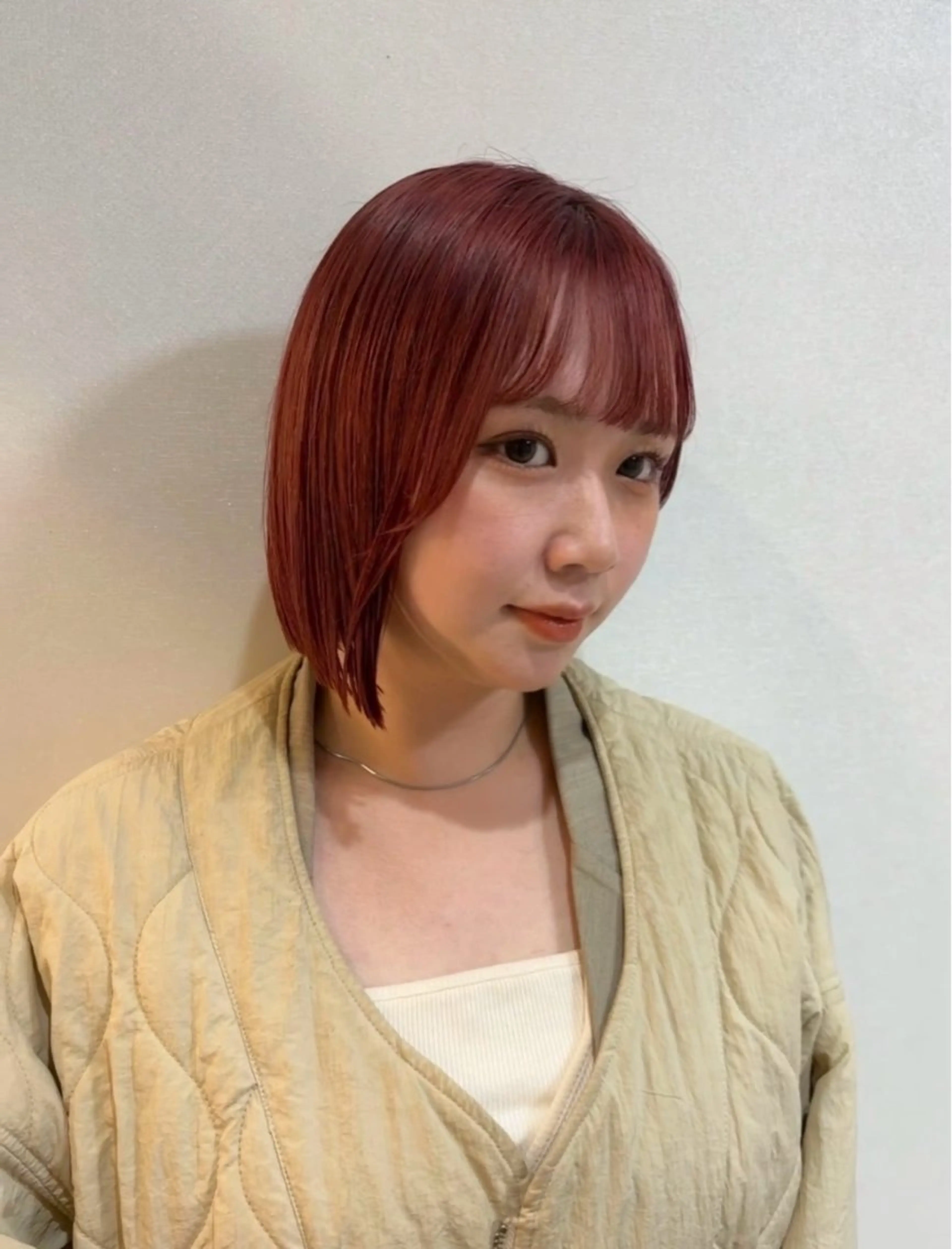 ショート カラー オレンジ オレンジレッド レッドカラー ボブ 札幌パーマ/ レイヤー/後藤海音のヘアスタイル