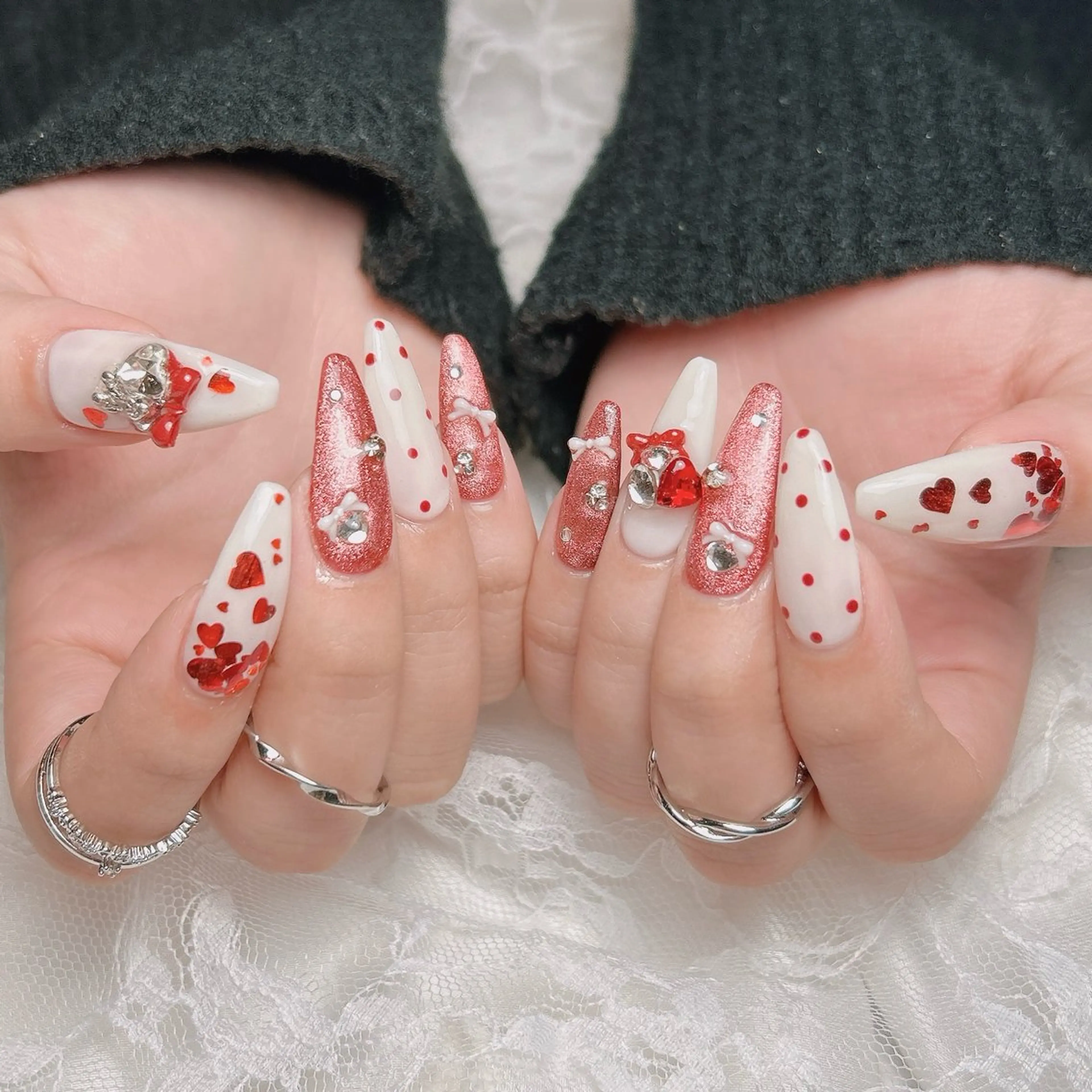 ネイル ハート ハンドネイル junna 金山.東別院.上前津のネイルデザイン