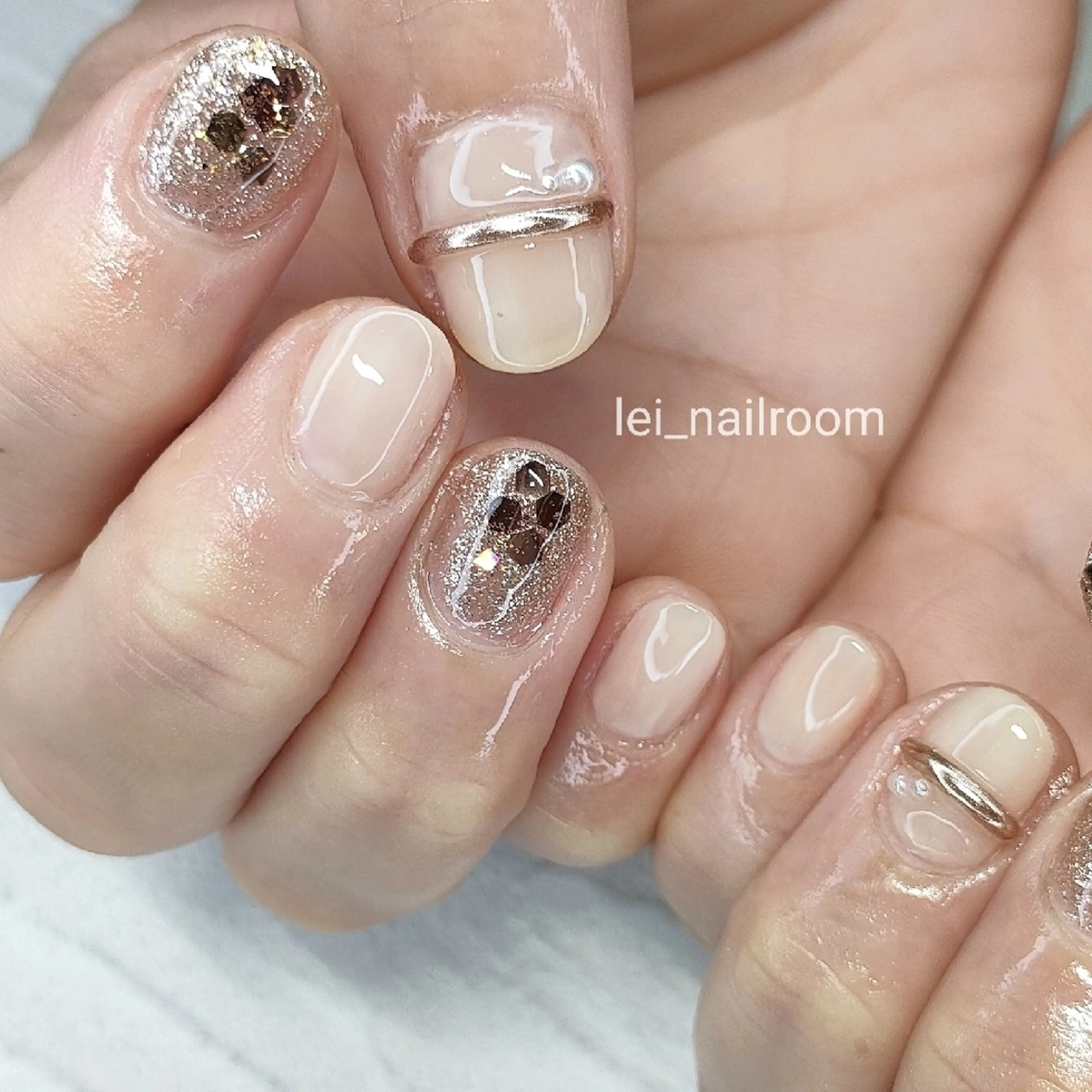 ネイル アートネイル 入学式 卒業式 キラキラネイル lei🌼 nailroomのネイルデザイン