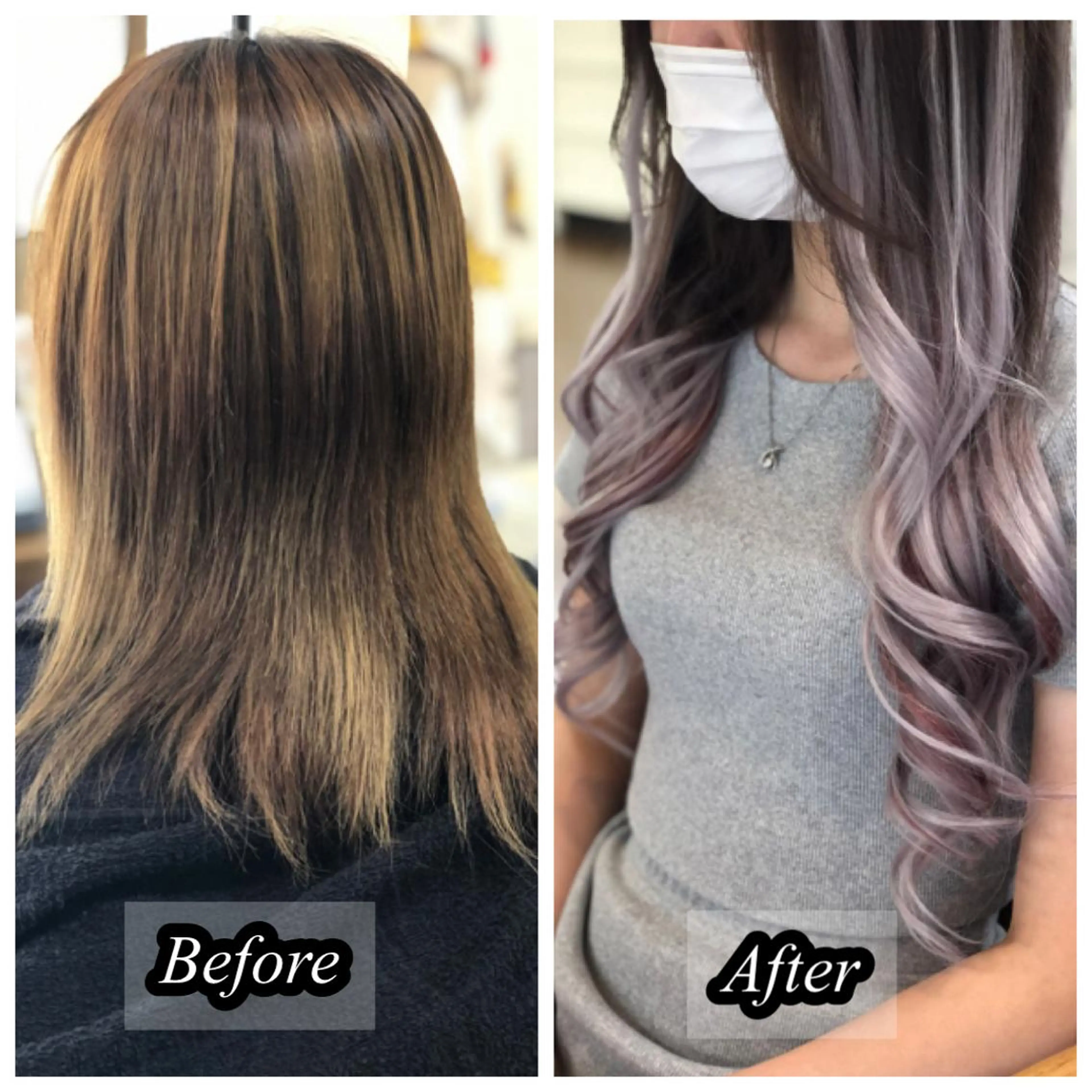 ロング カラー シールエクステ エクステ エクステ ✂︎CHII/ 白髪ぼかしのヘアスタイル