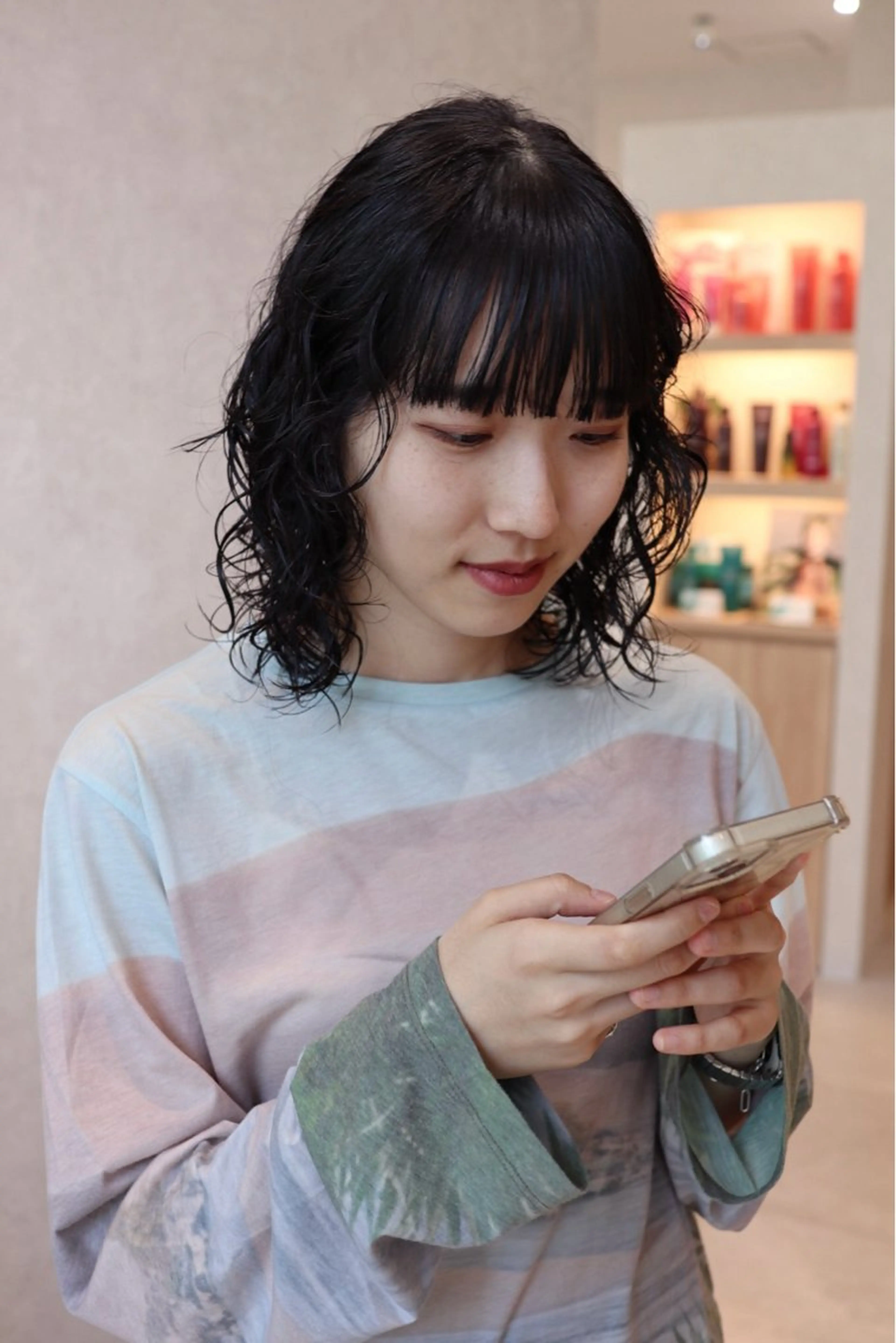 セミロング パーマ 小川 光のヘアスタイル