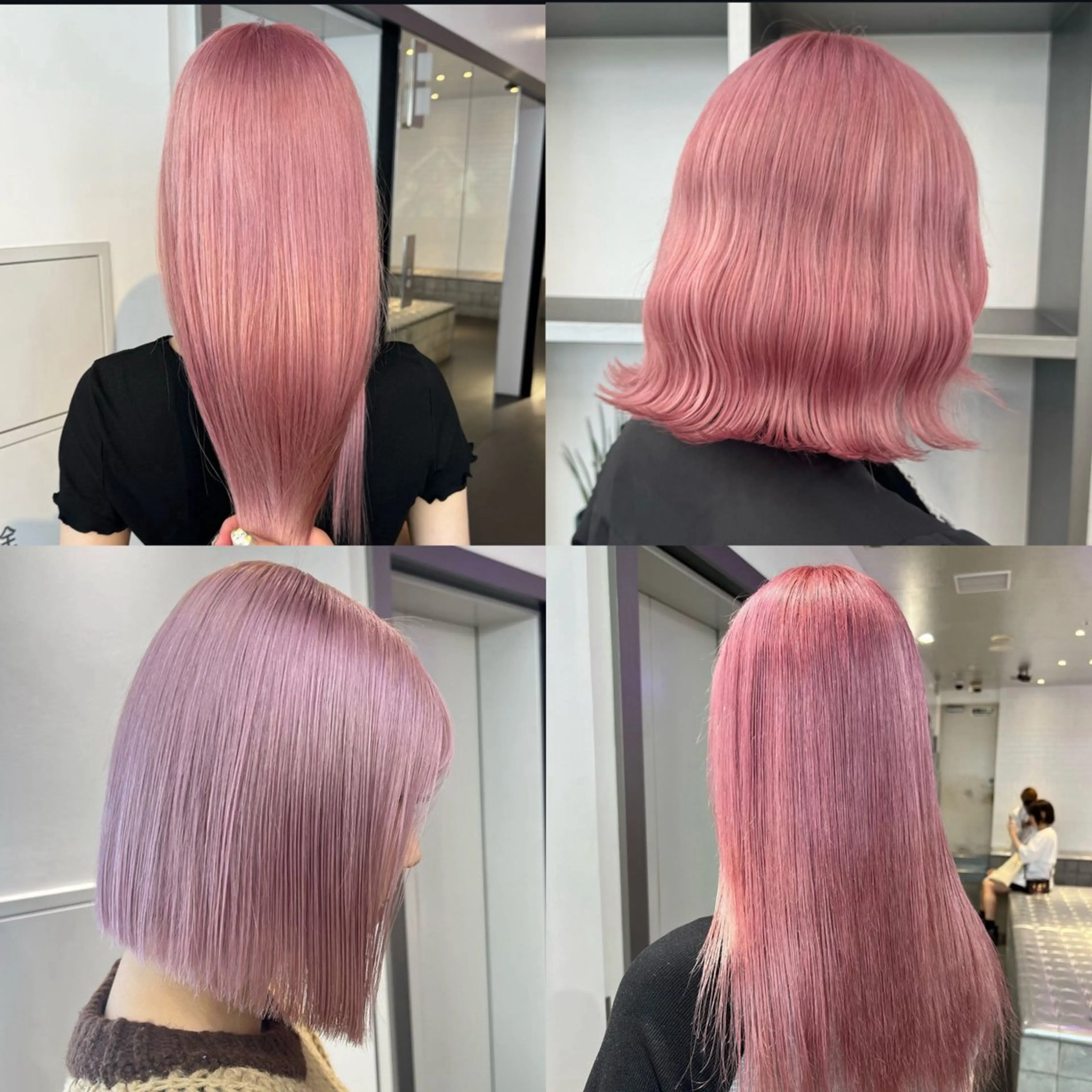 セミロング カラー ブリーチ ハイトーンカラー ピンクカラー ヘアカラー トリートメント 🌼動き×透明感🩵 ハイトーン/ナナのヘアスタイル