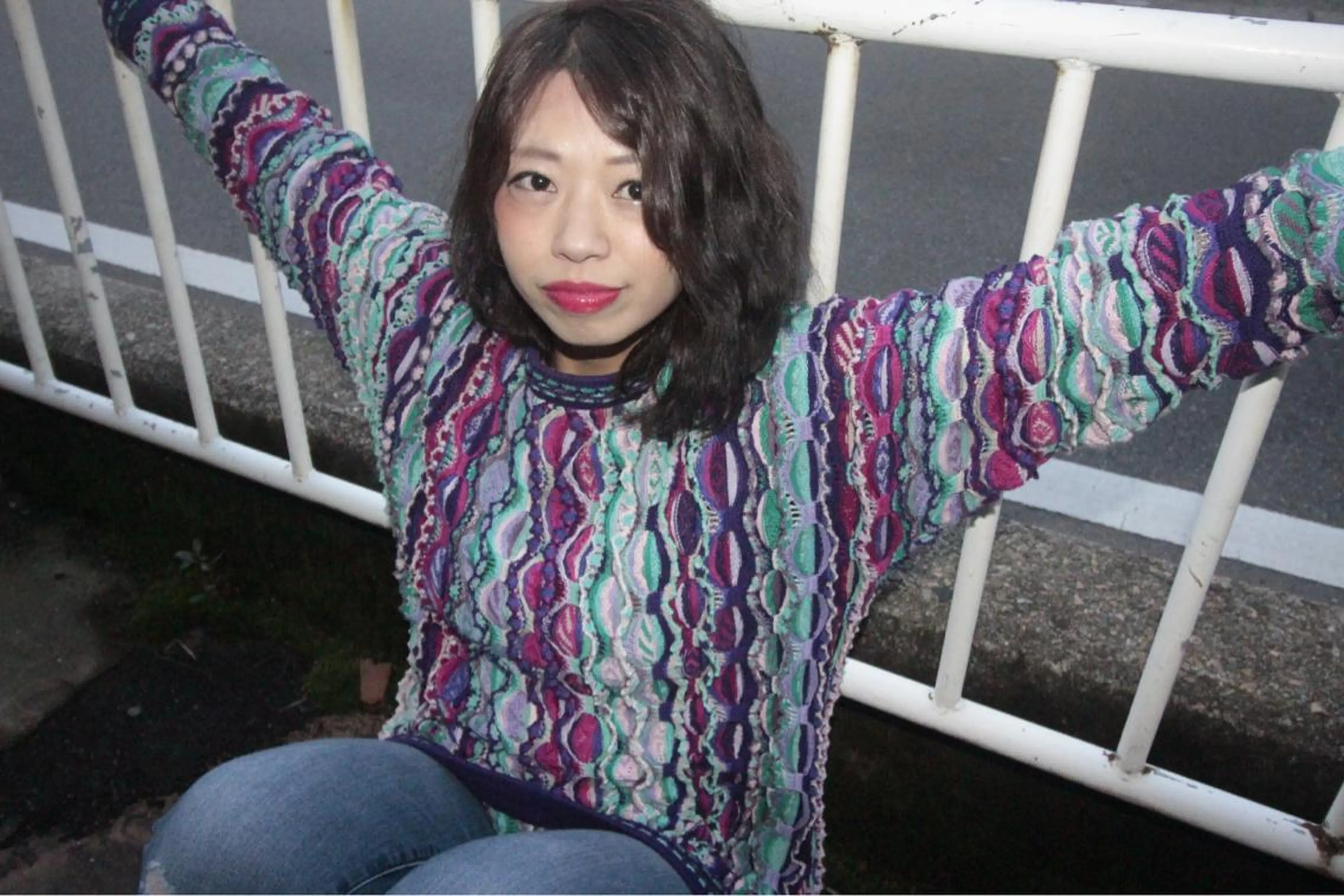 ミディアム カラー 黒髪 透明感カラー 松田 由貴のヘアスタイル
