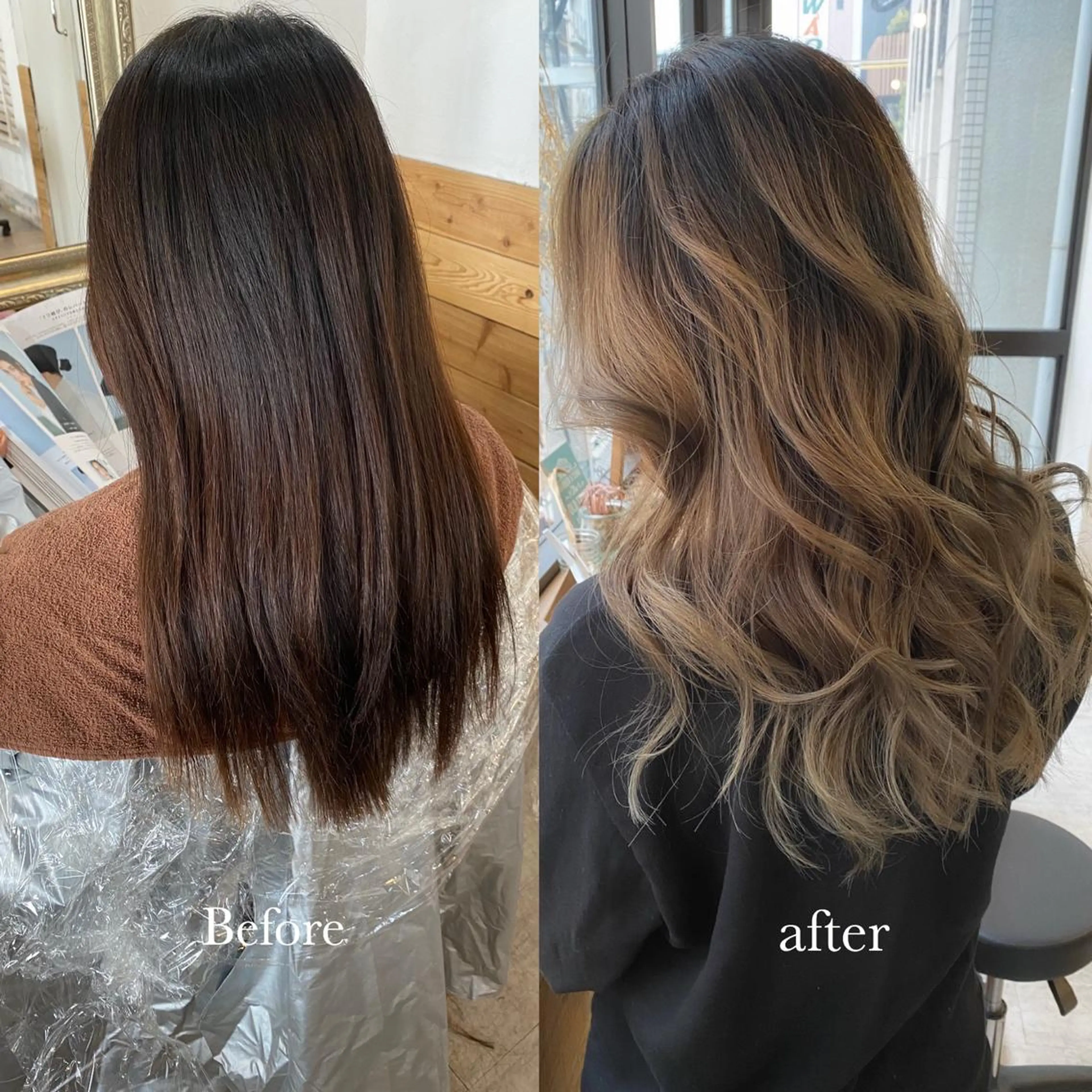 ロング カラー ヘアアレンジ ヘアカラー ハイライト、レイヤー カット/西梅田/中西のヘアスタイル