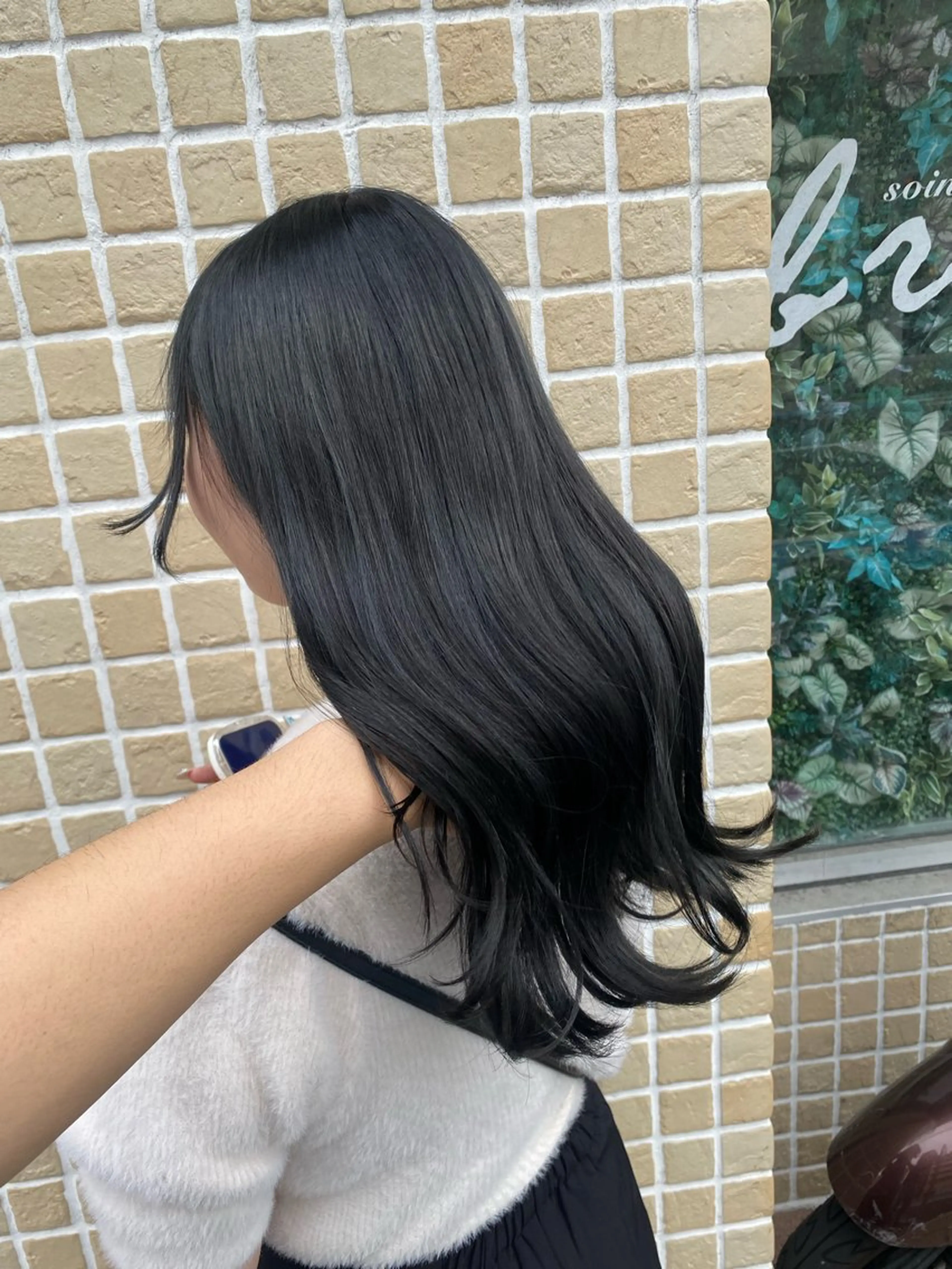 ロング カラー 黒髪 ブリーチ ブルーカラー ブルーブラック 透明感カラー カット パーマ 縮毛矯正とレイヤー カット/杉村凜汰郎のヘアスタイル