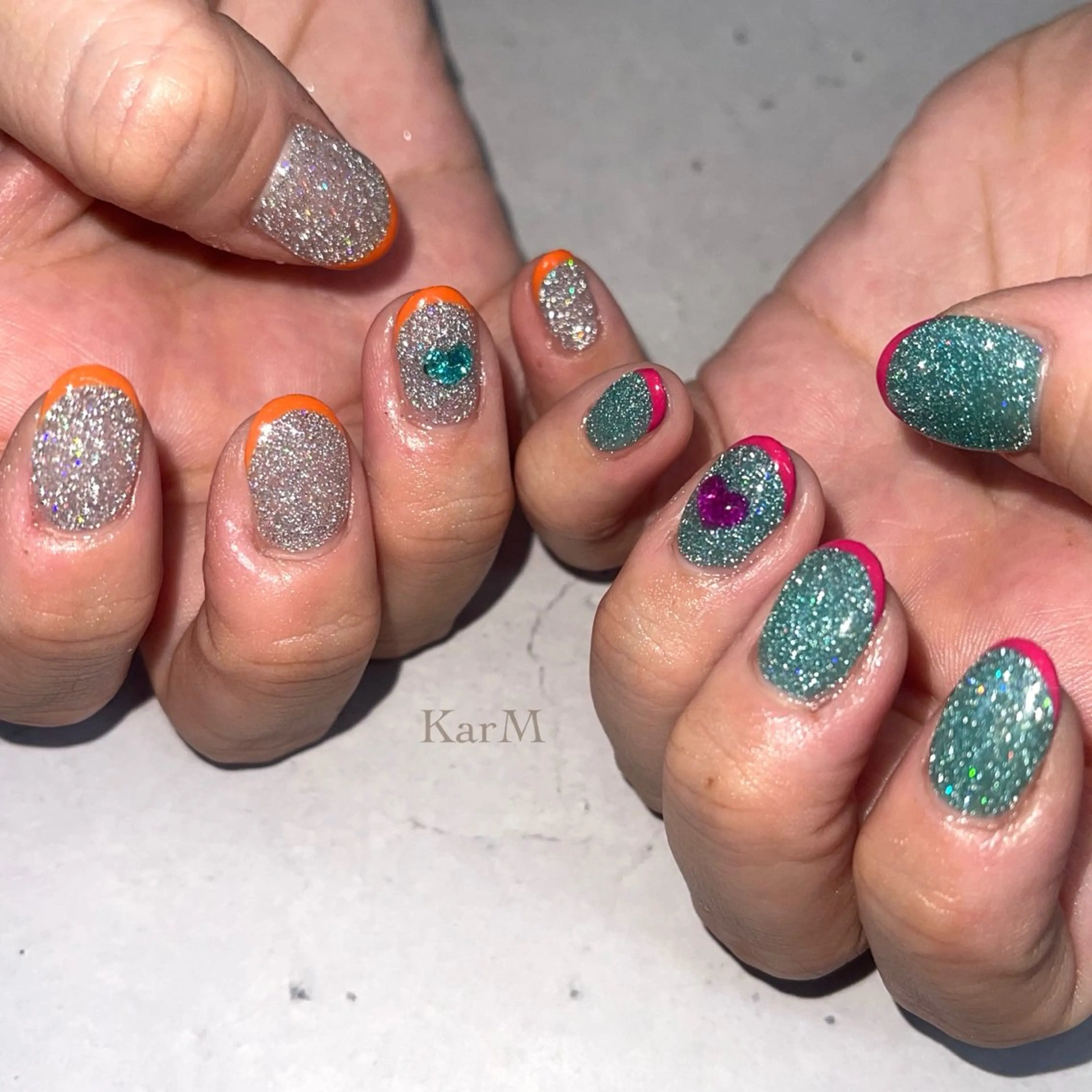 ネイル オーロラネイル チークネイル フラッシュネイル フレンチネイル グラデーション ハンドネイル ogino karinのネイルデザイン