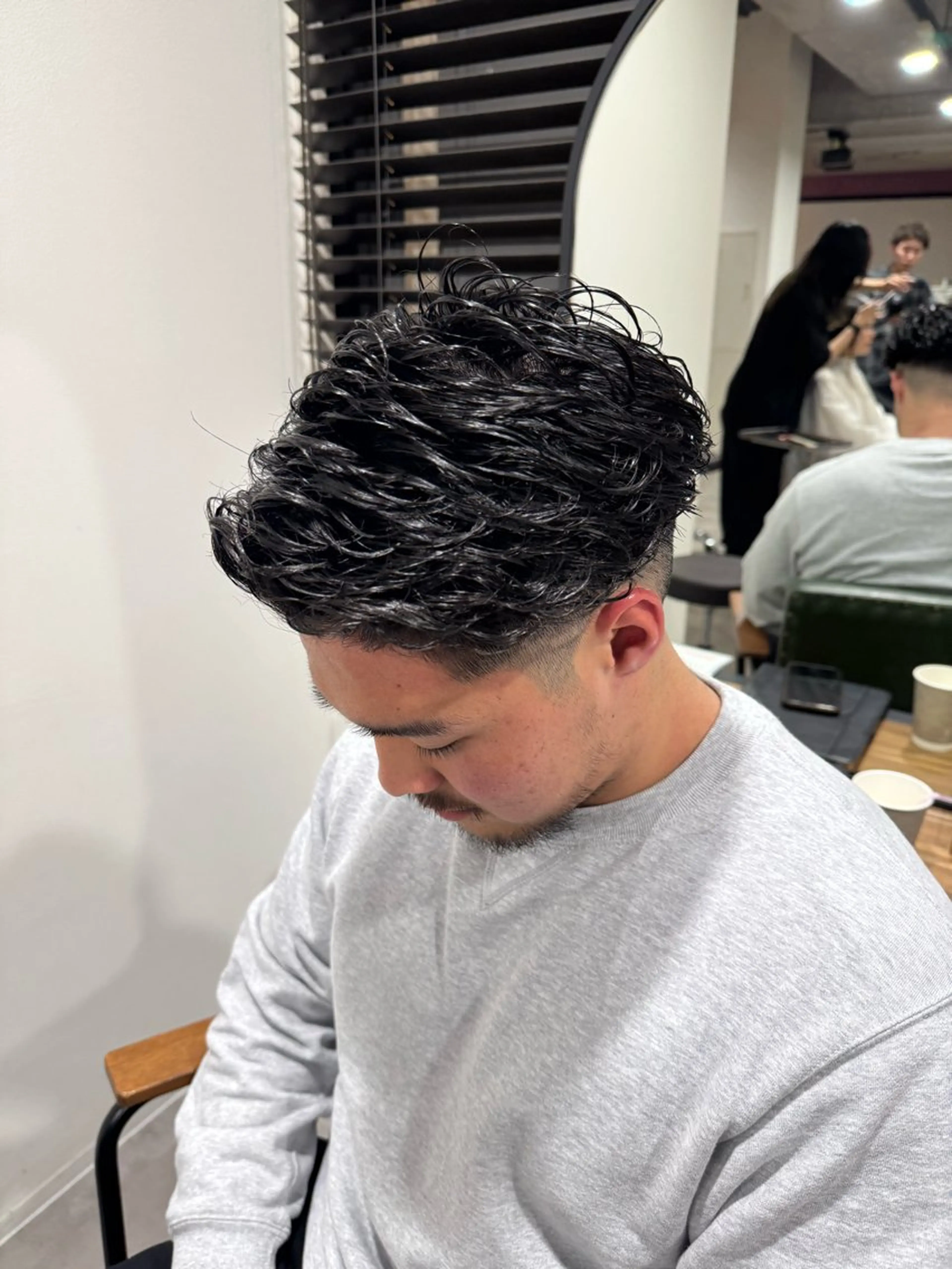 パーマ メンズ 平尾/艶カラー/ アッシュ系/中川誠大のヘアスタイル