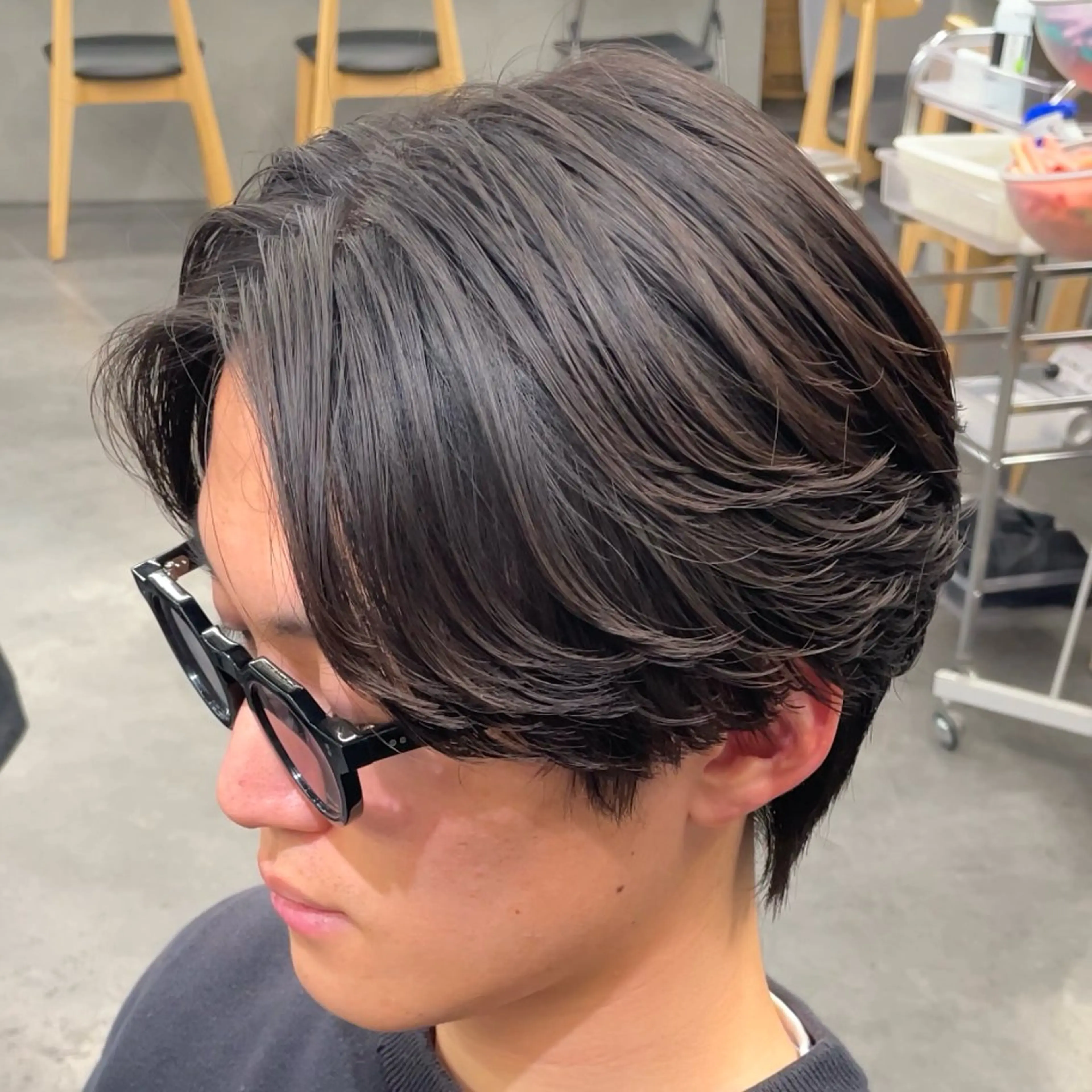 ミディアム パーマ ヘアアレンジ メンズ カット パーマ fifth 石川 凪のヘアスタイル