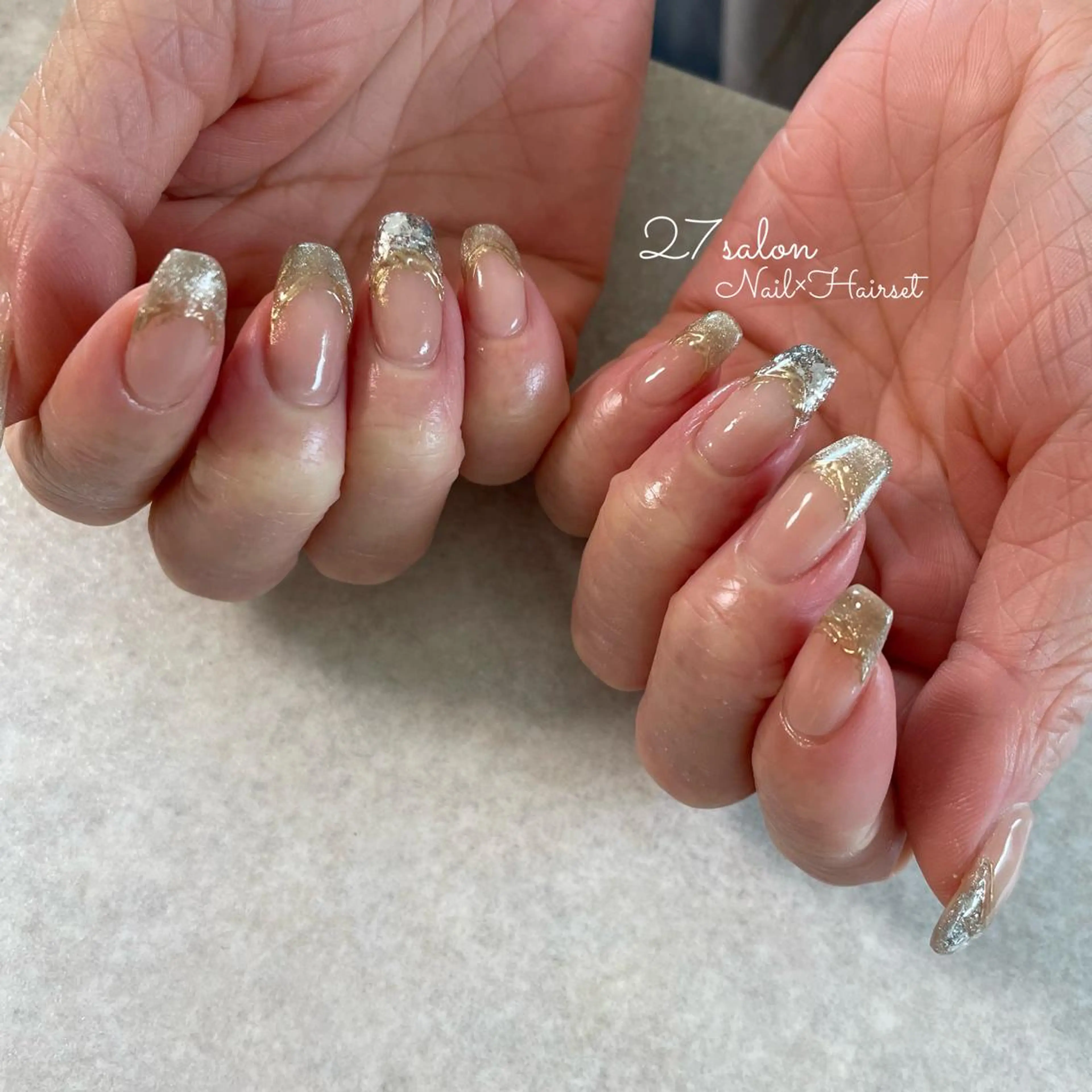 ネイル フレンチネイル ガラスフレンチ マグネットネイル マグネットフレンチ 27salon yuinaのネイルデザイン