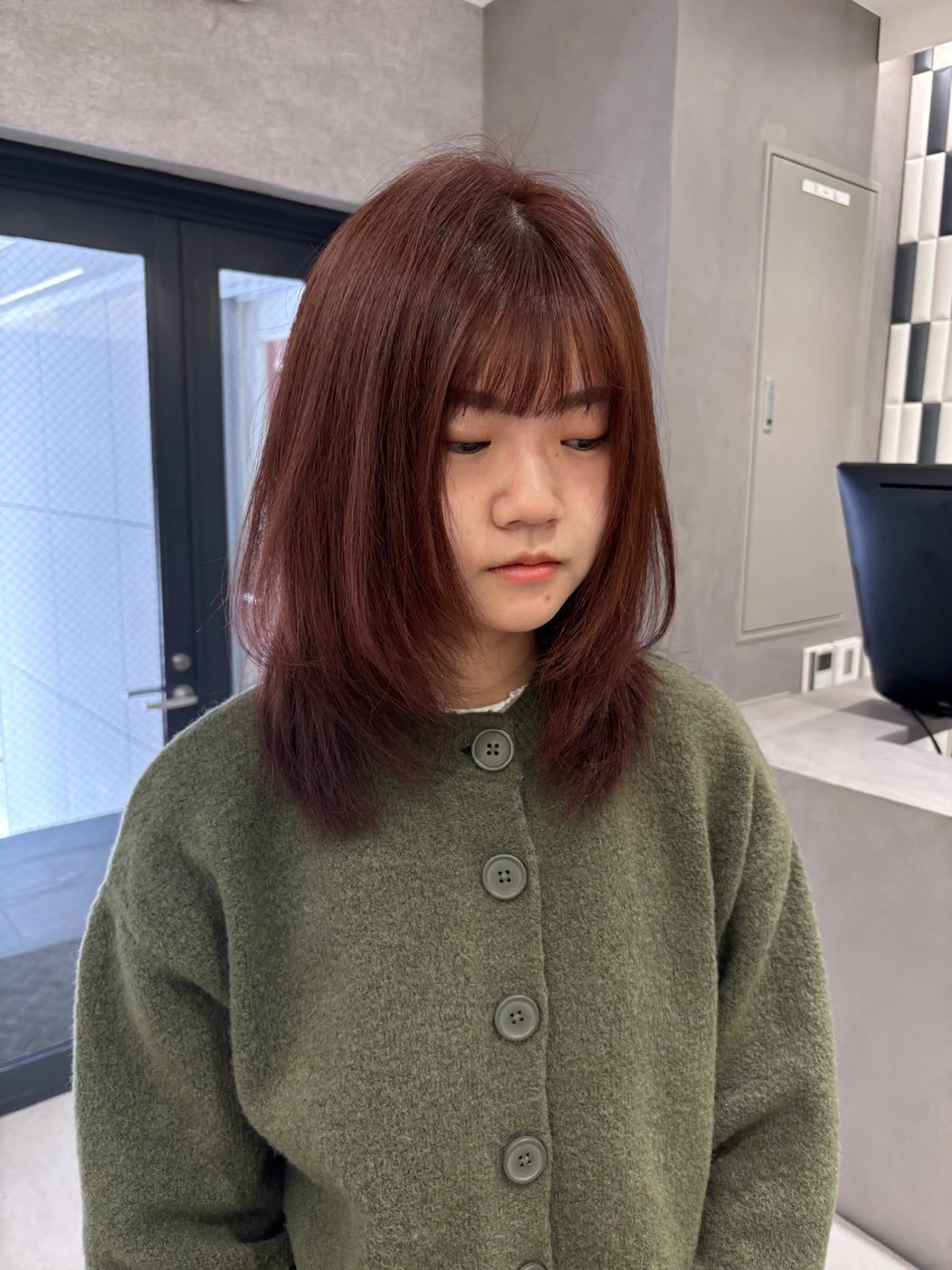 ミディアム カラー レイヤーカット カット ヘアカラー 萌花　moeka /韓国/レイヤーのヘアスタイル