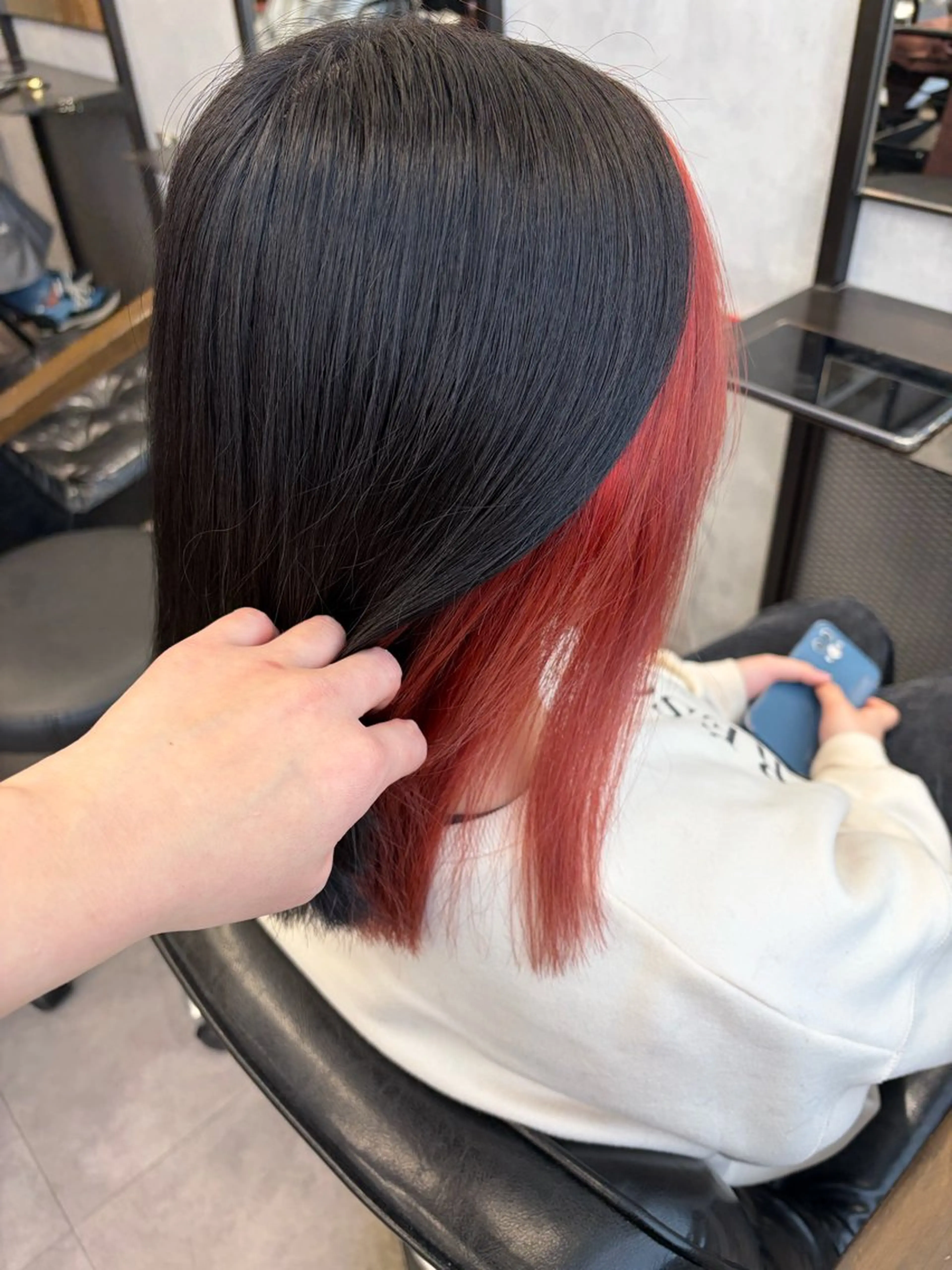 ミディアム カラー インナーカラー オレンジ ピンクカラー カット ヘアカラー 💜垢抜けメンズパー マ💜Sakuraのヘアスタイル