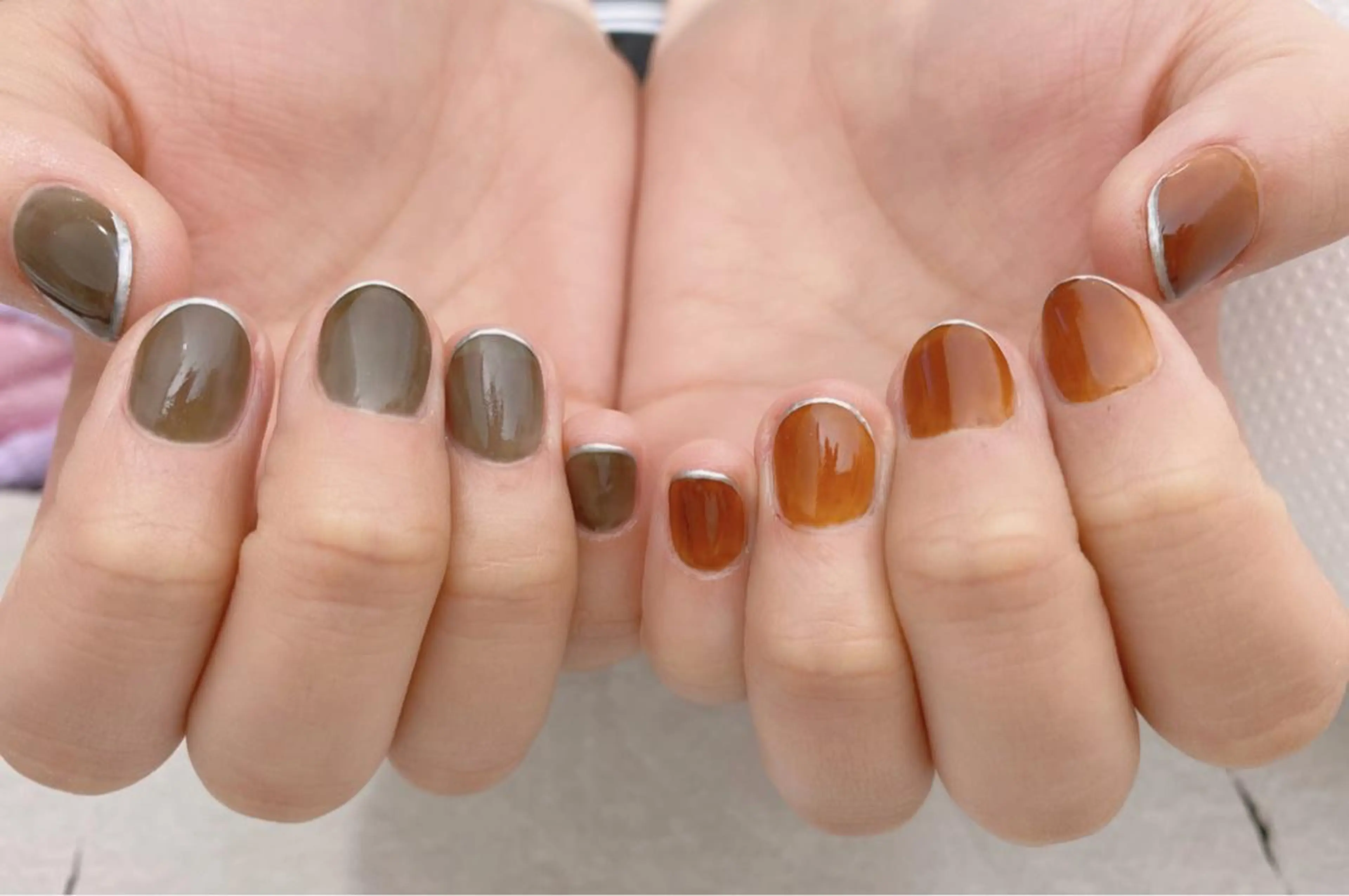 ネイル ブラウン クリアネイル ハンドネイル ハンドケア u sのネイルデザイン