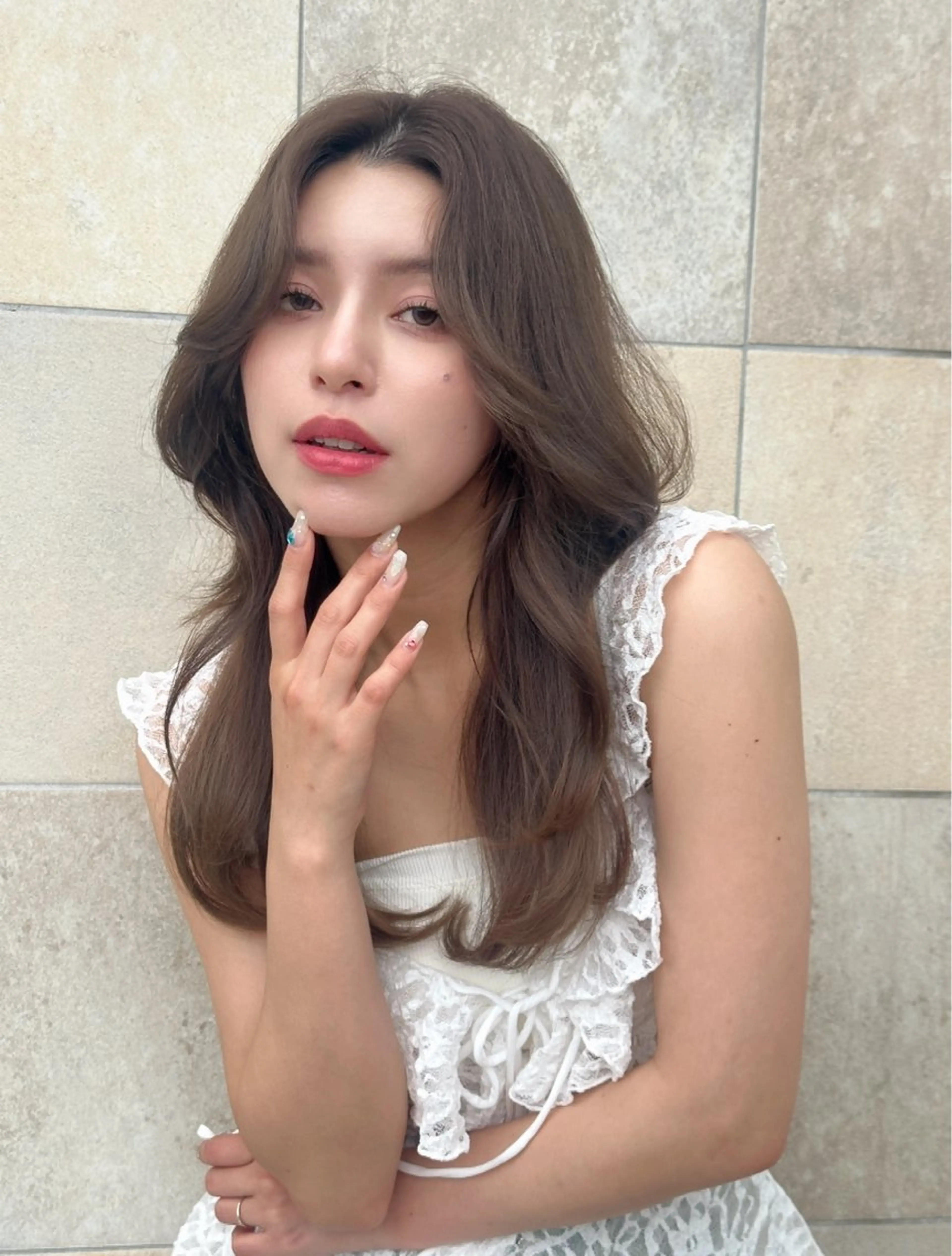 セミロング カラー ブラウンカラー くびれヘア くびれレイヤー レイヤーカット カット ヘアカラー トリートメント 小顔レイヤー/ ベージュ🤍Rieのヘアスタイル