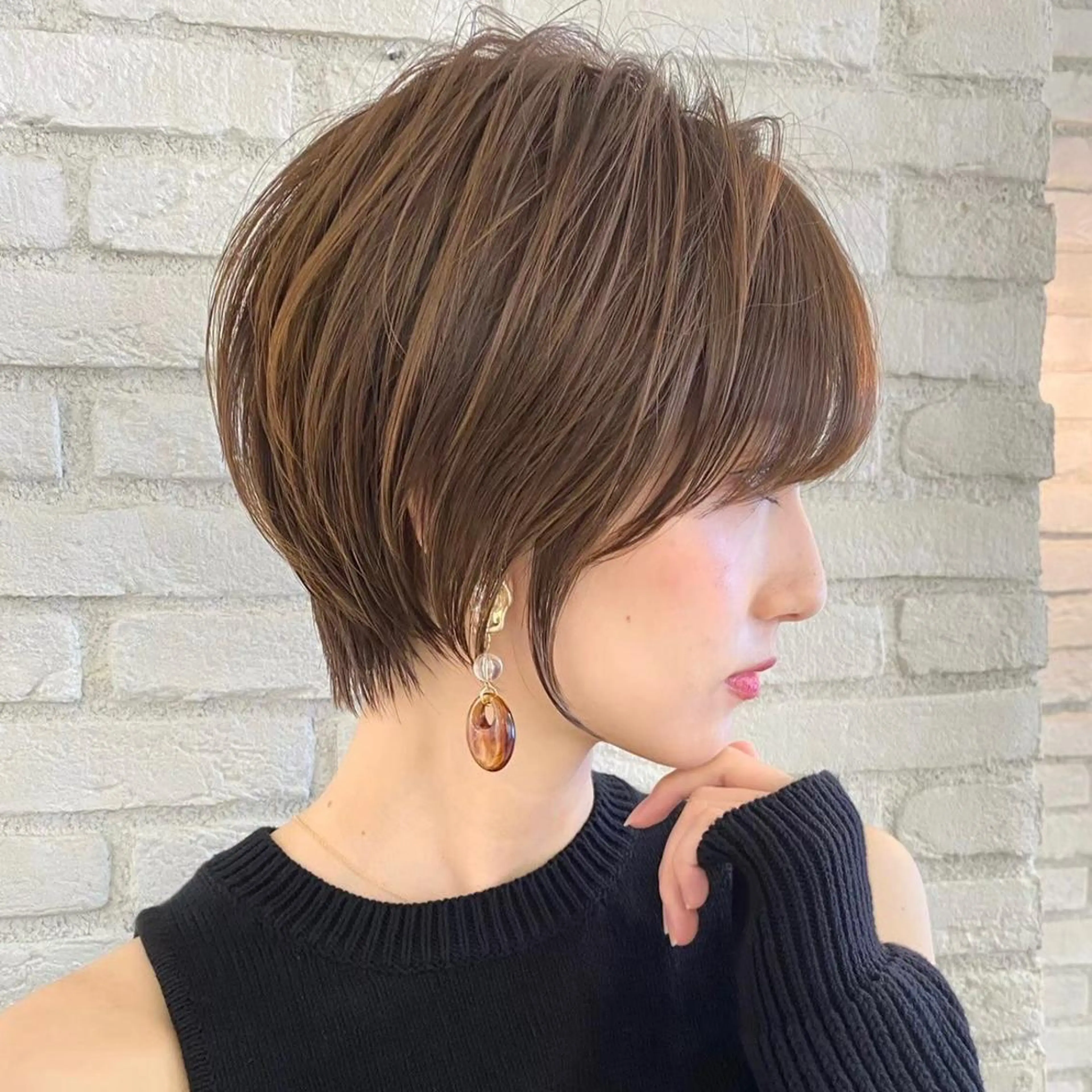 ショート カラー ハイライトカラー ハイライト 似合わせカット ショートヘア トリートメント 縮毛/レイヤー 韓国/橋口のヘアスタイル