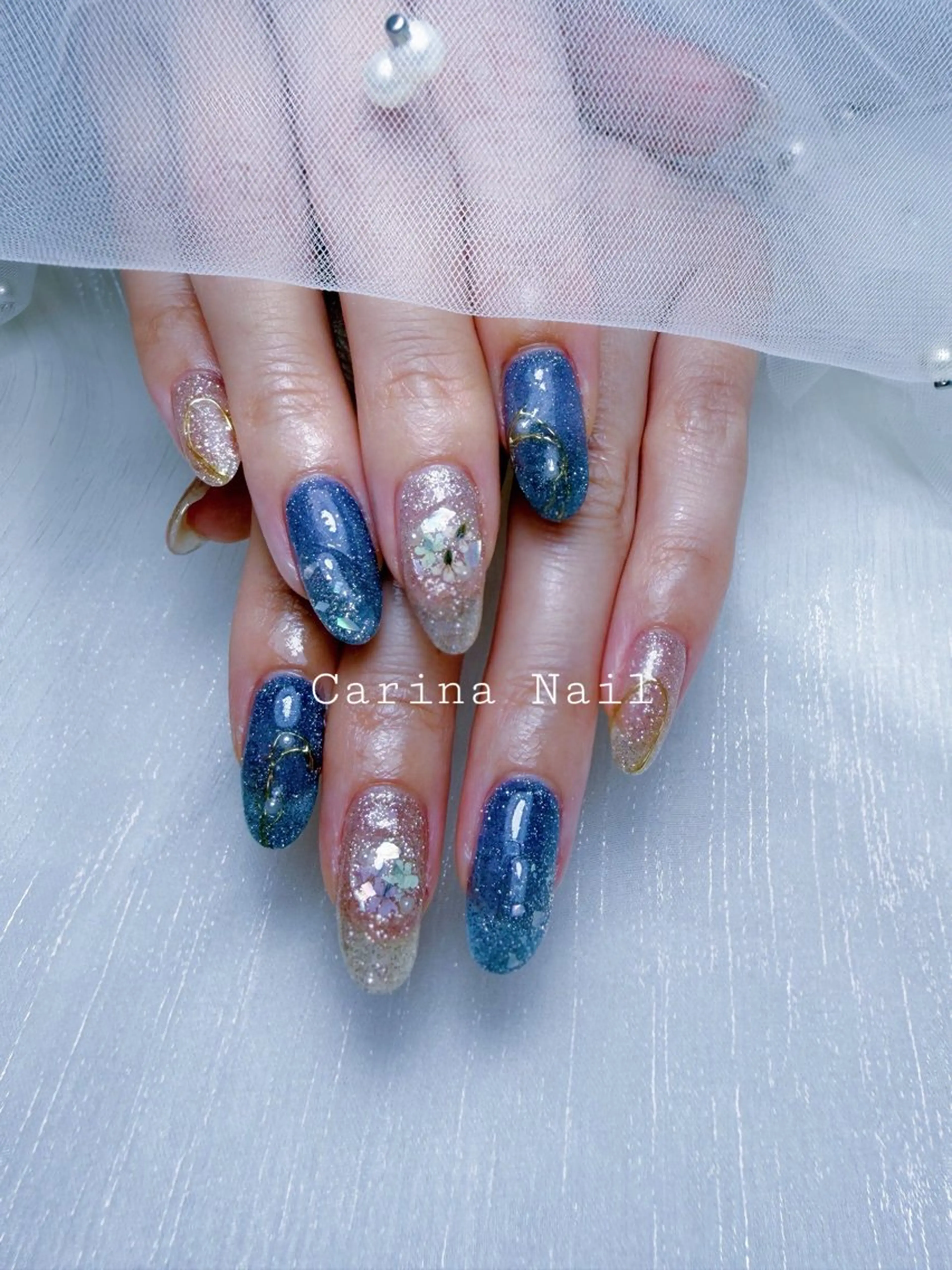 ネイル アートネイル ブルー Carina Nailのネイルデザイン