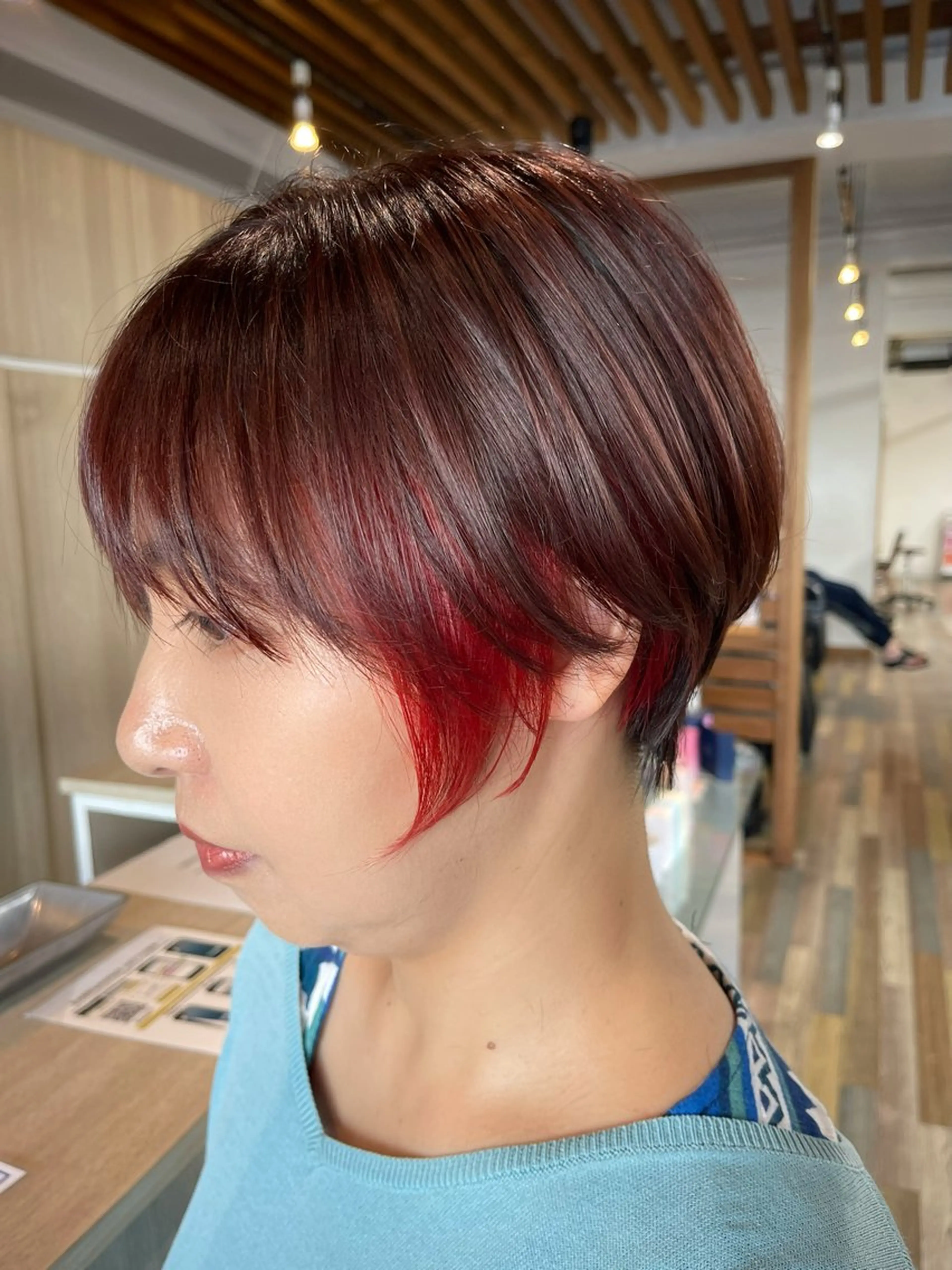 ショート カラー 野田頭 心🌿/ボブ レイヤー/艶カラーのヘアスタイル