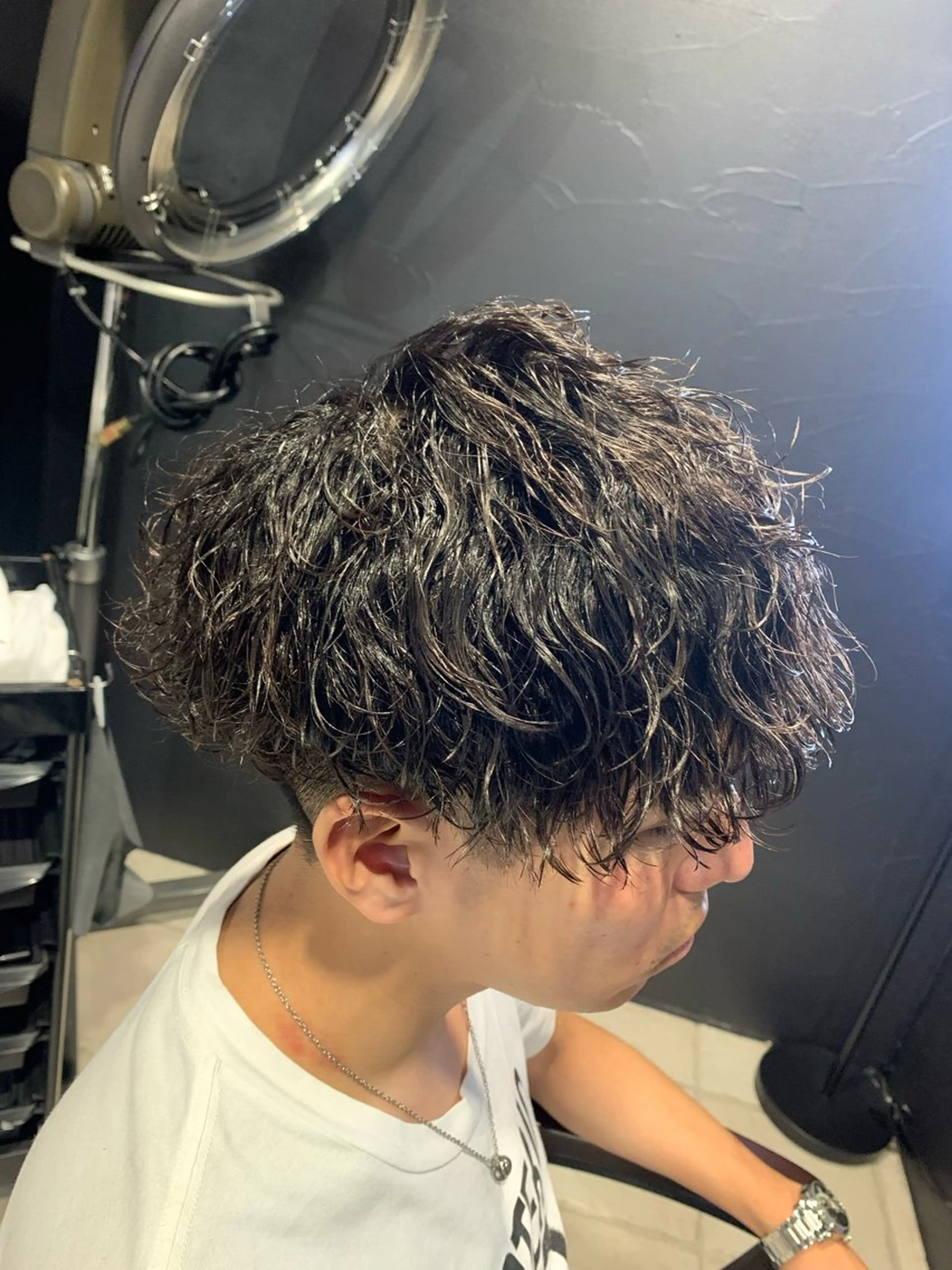 ショート メンズ マッシュ メンズパーマ 波巻きパーマ メンズパーマ/難波/ 心斎橋　室園亮佑のヘアスタイル