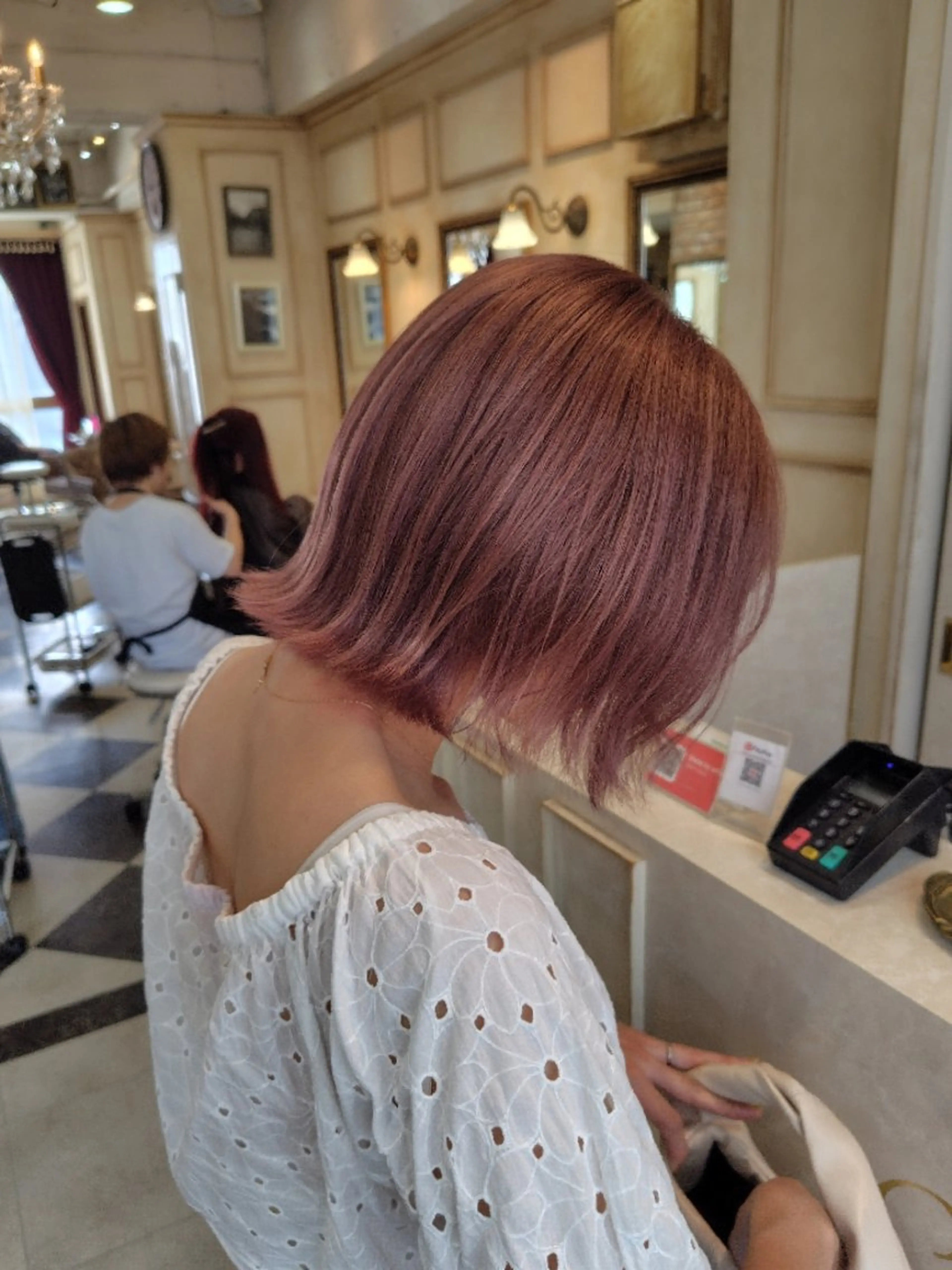 ショート カラー ブリーチ ケアブリーチ ダブルカラー ピンクカラー ボブ Cream HAIR&TREATMENT　クリーム　町田所属・-Cream- クリーム町田店のヘアスタイル