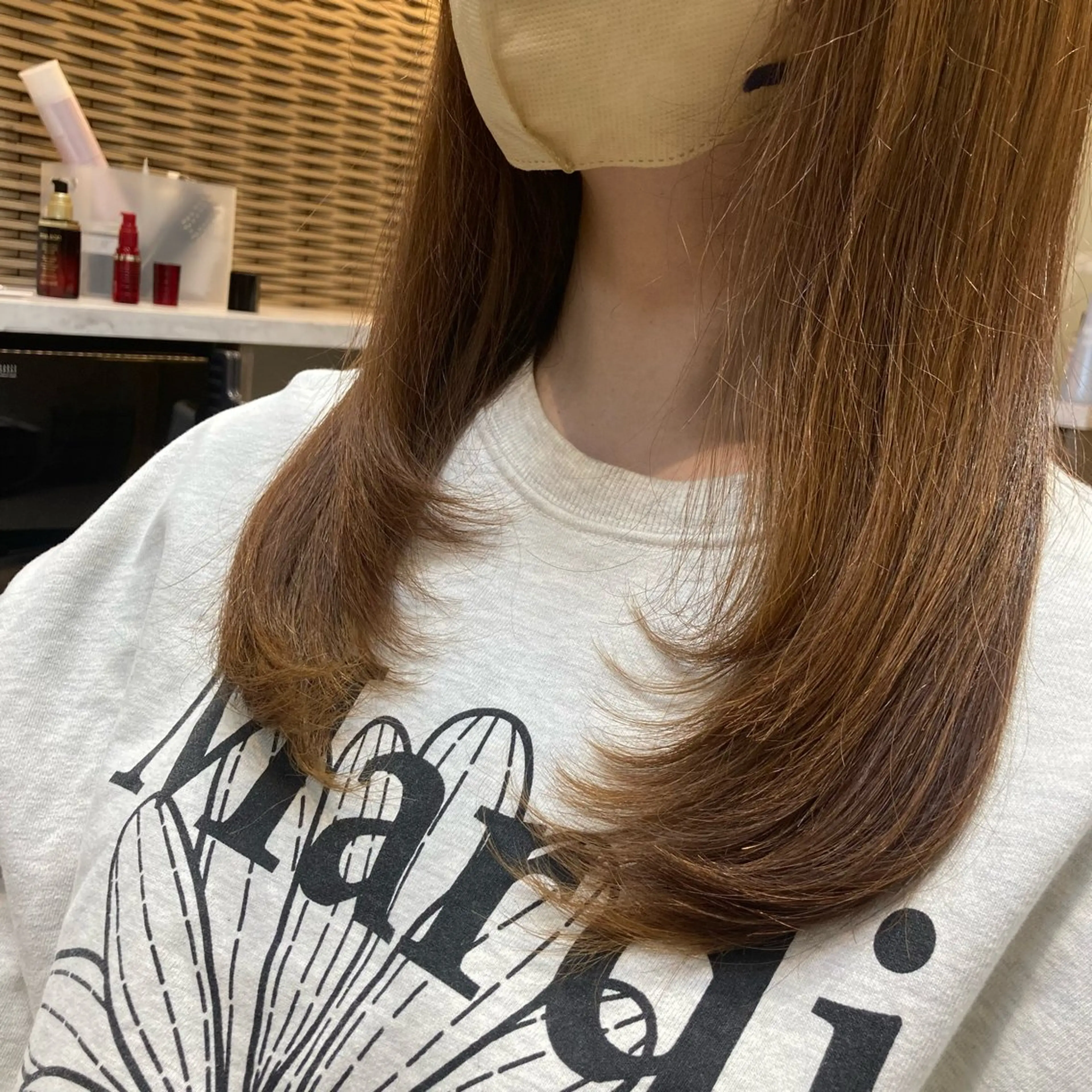 ロング レイヤーカット ピンクカラー🎀 米津 美佑のヘアスタイル