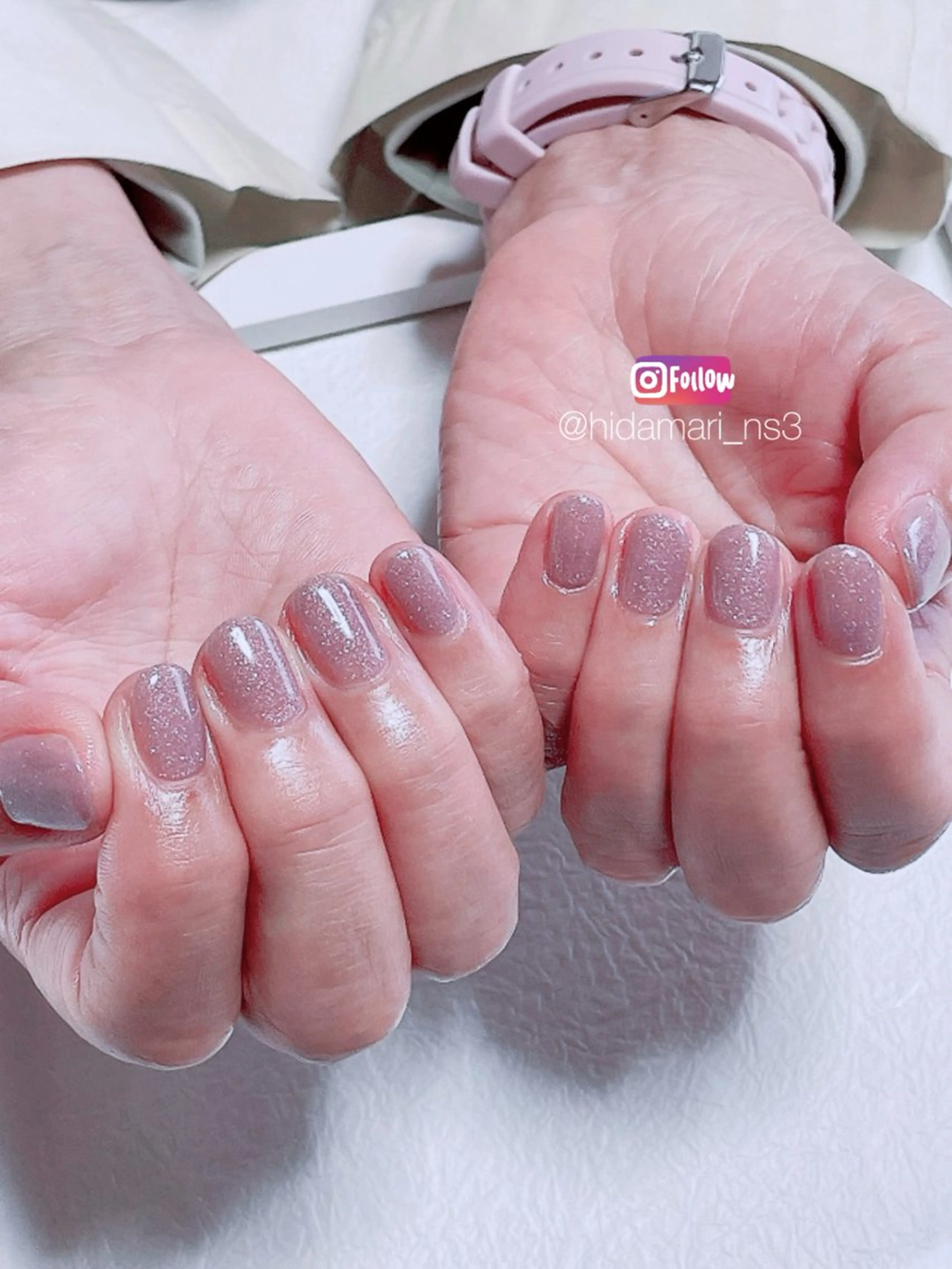 ネイル ラメ(グリッター) パープル ハンドネイル NailSalon ひだまりのネイルデザイン