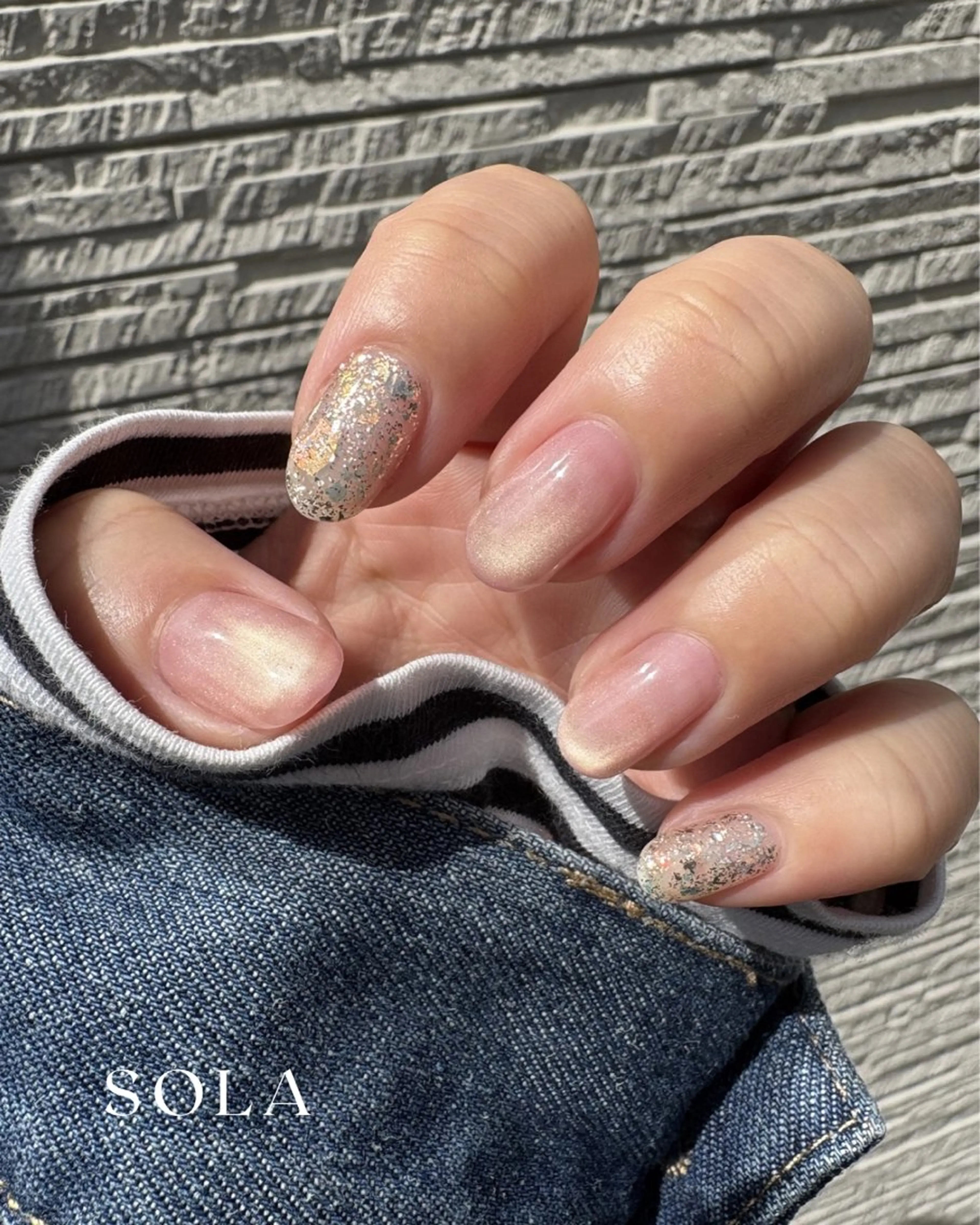 ネイル キラキラネイル ピンク 春ネイル ハンドネイル ほそかわ さき-SOLAのネイルデザイン