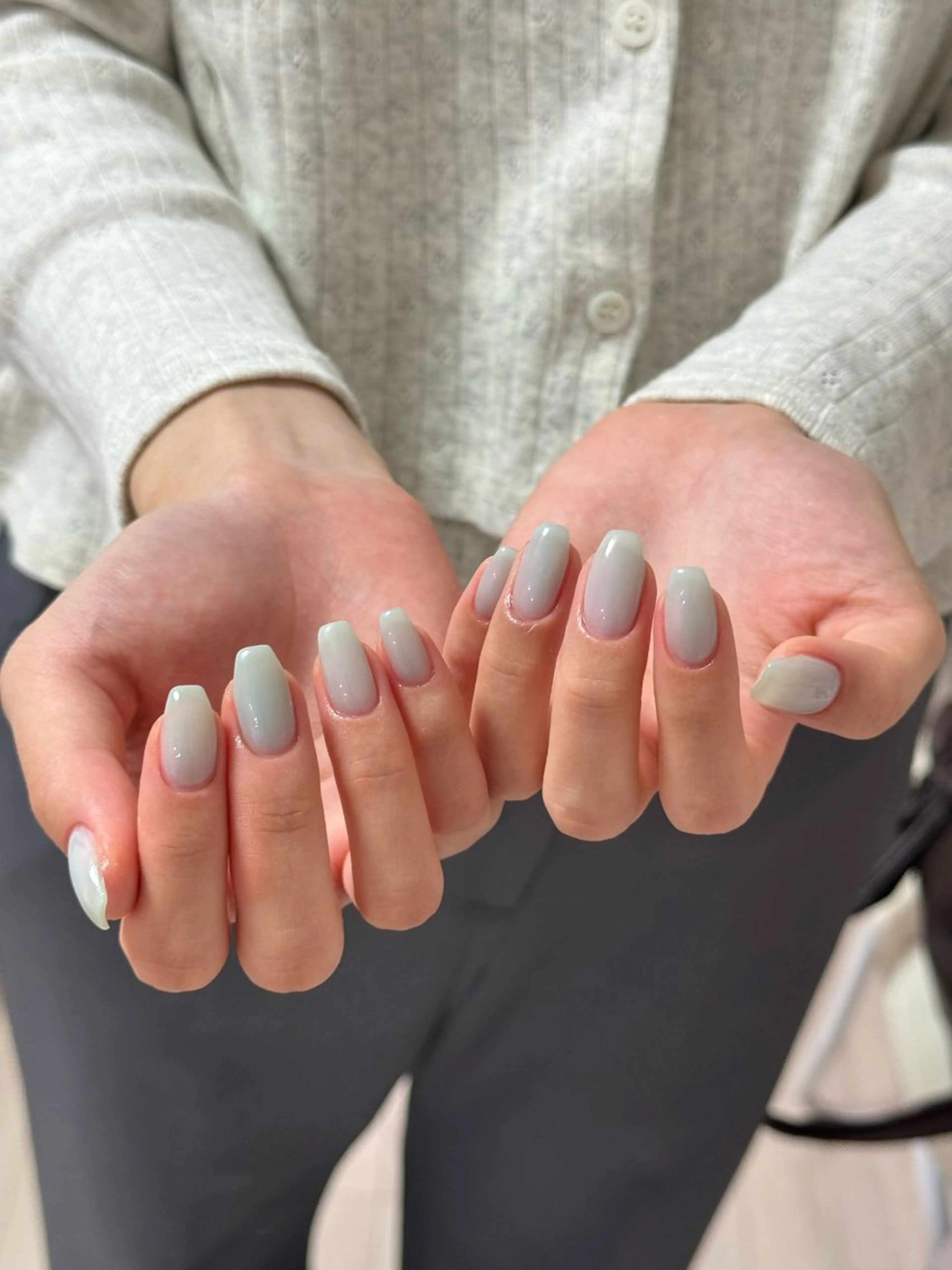 ネイル アートネイル オーロラネイル チークネイル フレンチネイル ガラスフレンチ ハンドネイル 🎀🎀YooLi Nail Salonのネイルデザイン