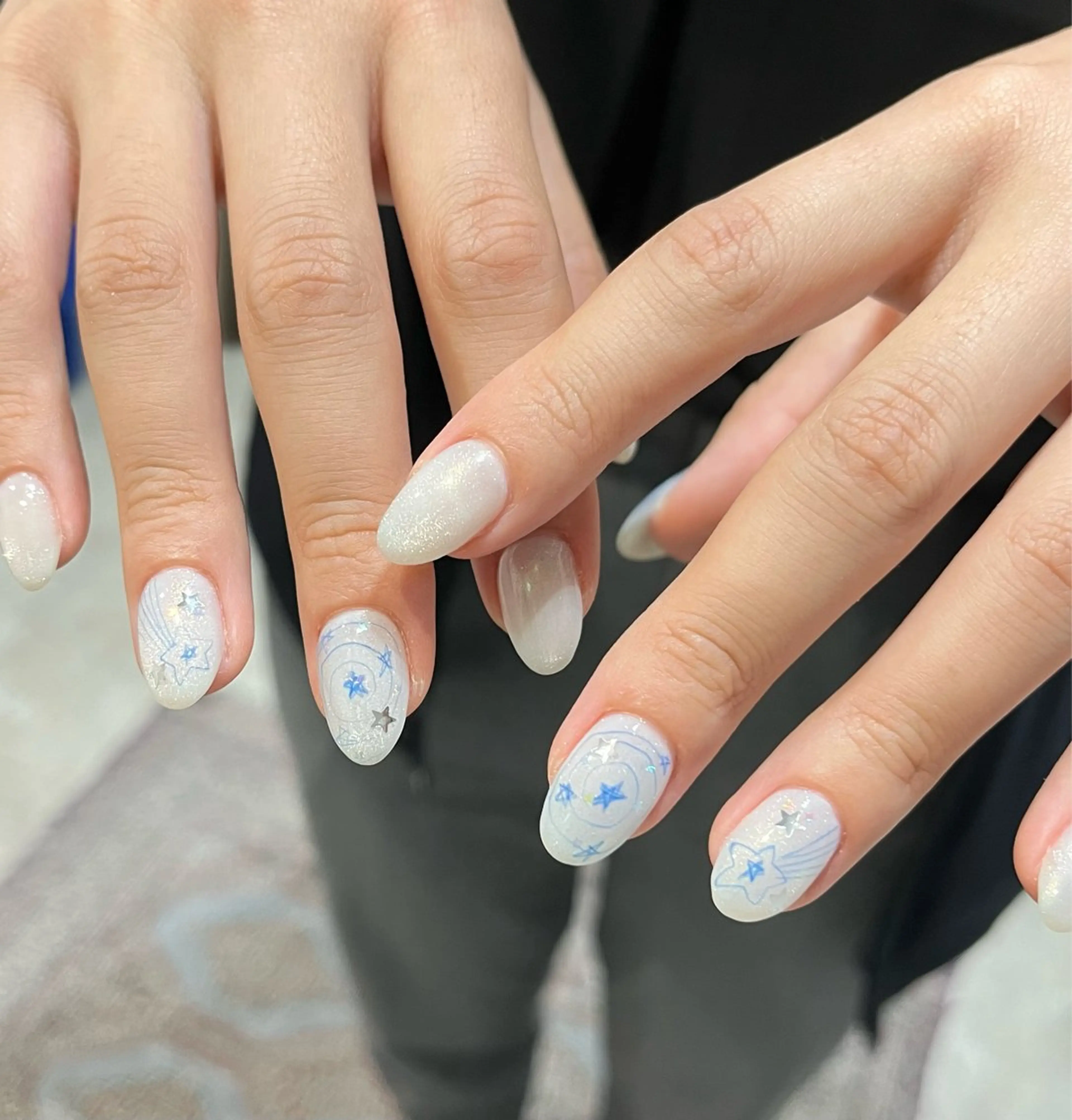 ネイル ハンドネイル 0203ムニムサン 💙Harukaのネイルデザイン