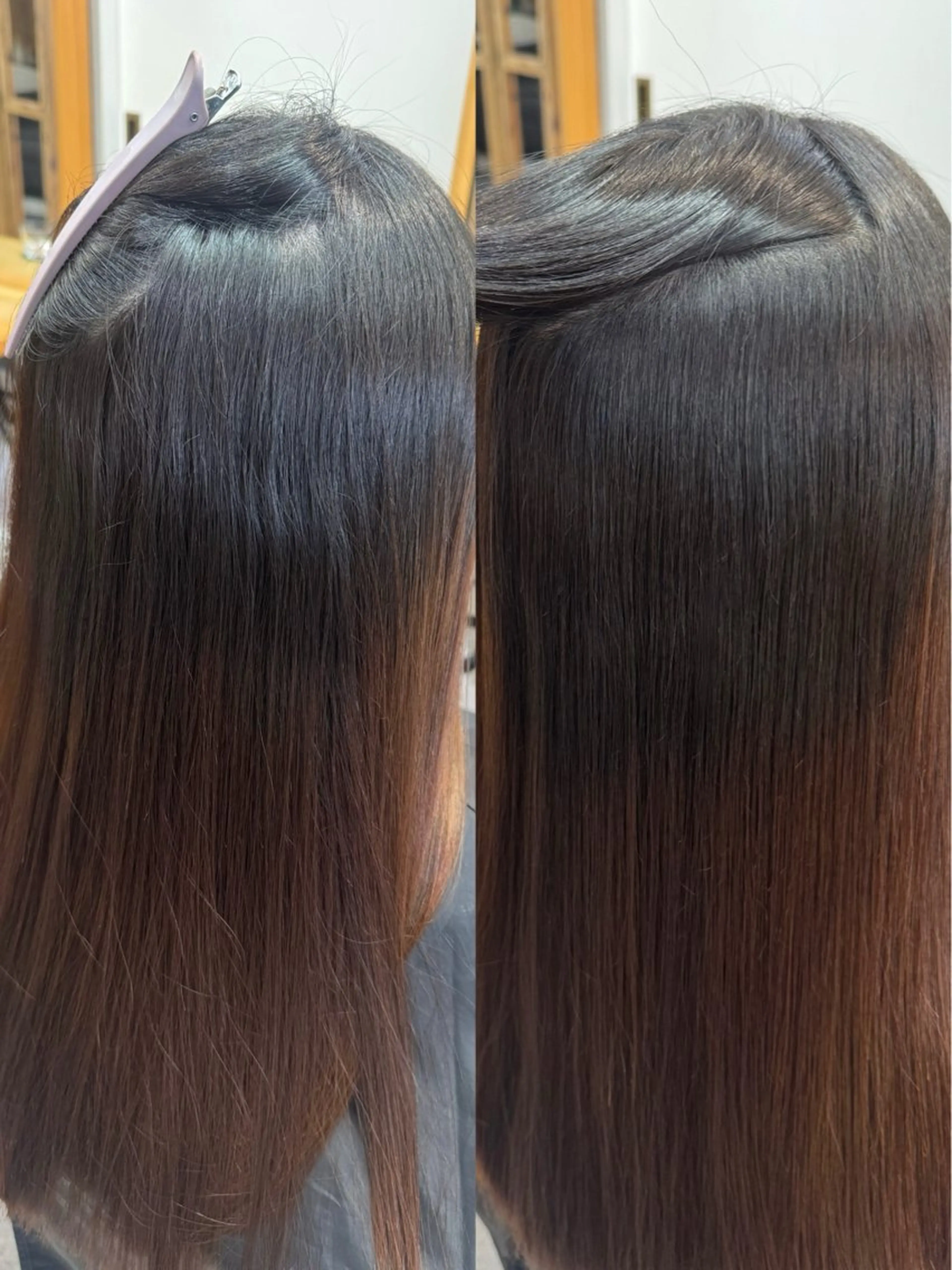 セミロング パーマ 髪質改善 縮毛矯正 トリートメント ストレートパーマ カット 縮毛矯正 トリートメント 美髪縮毛矯正/暖色 カラー/エクステのヘアスタイル