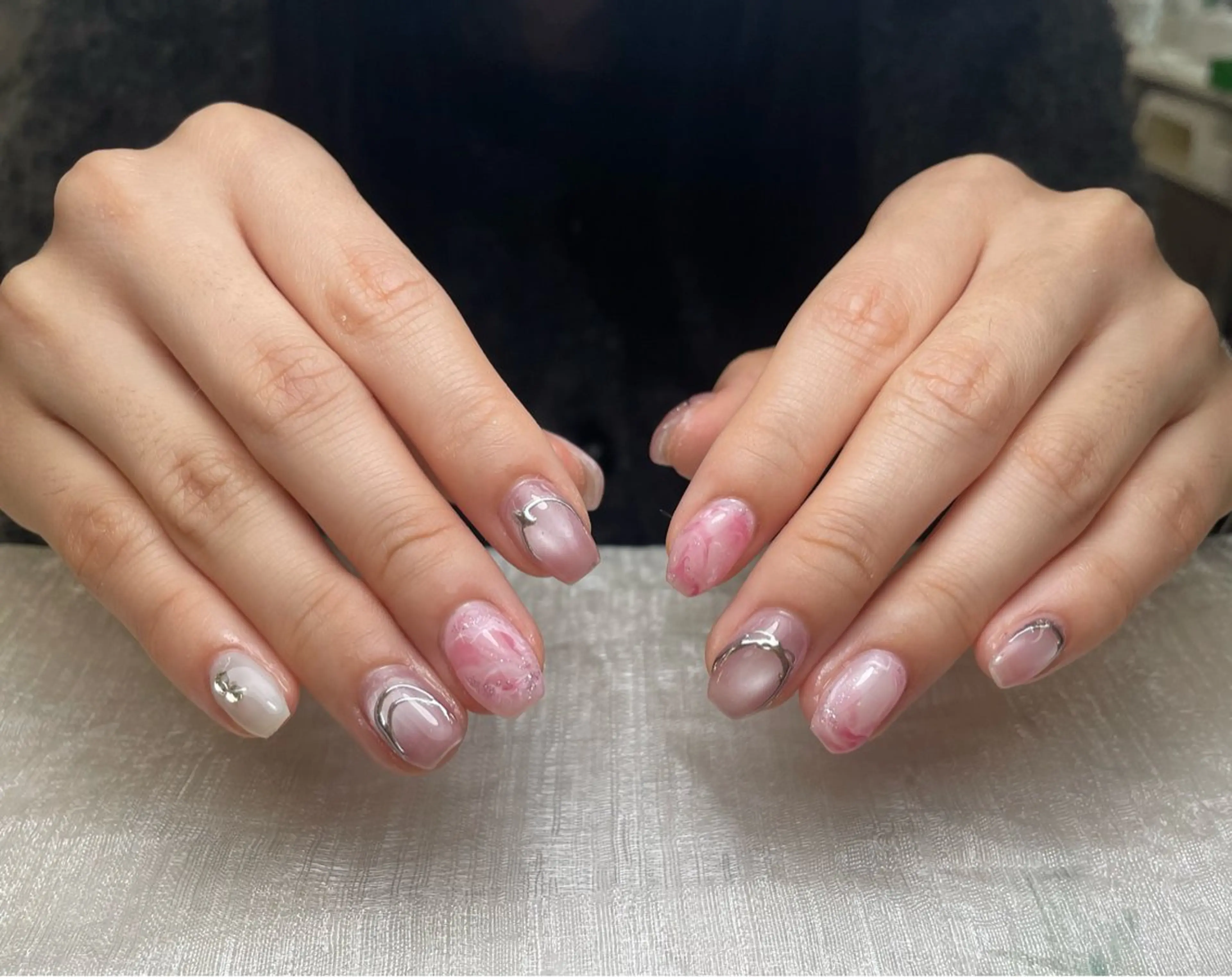 ネイル フレンチネイル ジェルネイル ガーリー 韓国ネイル ロングネイル ハンドネイル ミ ミのネイルデザイン