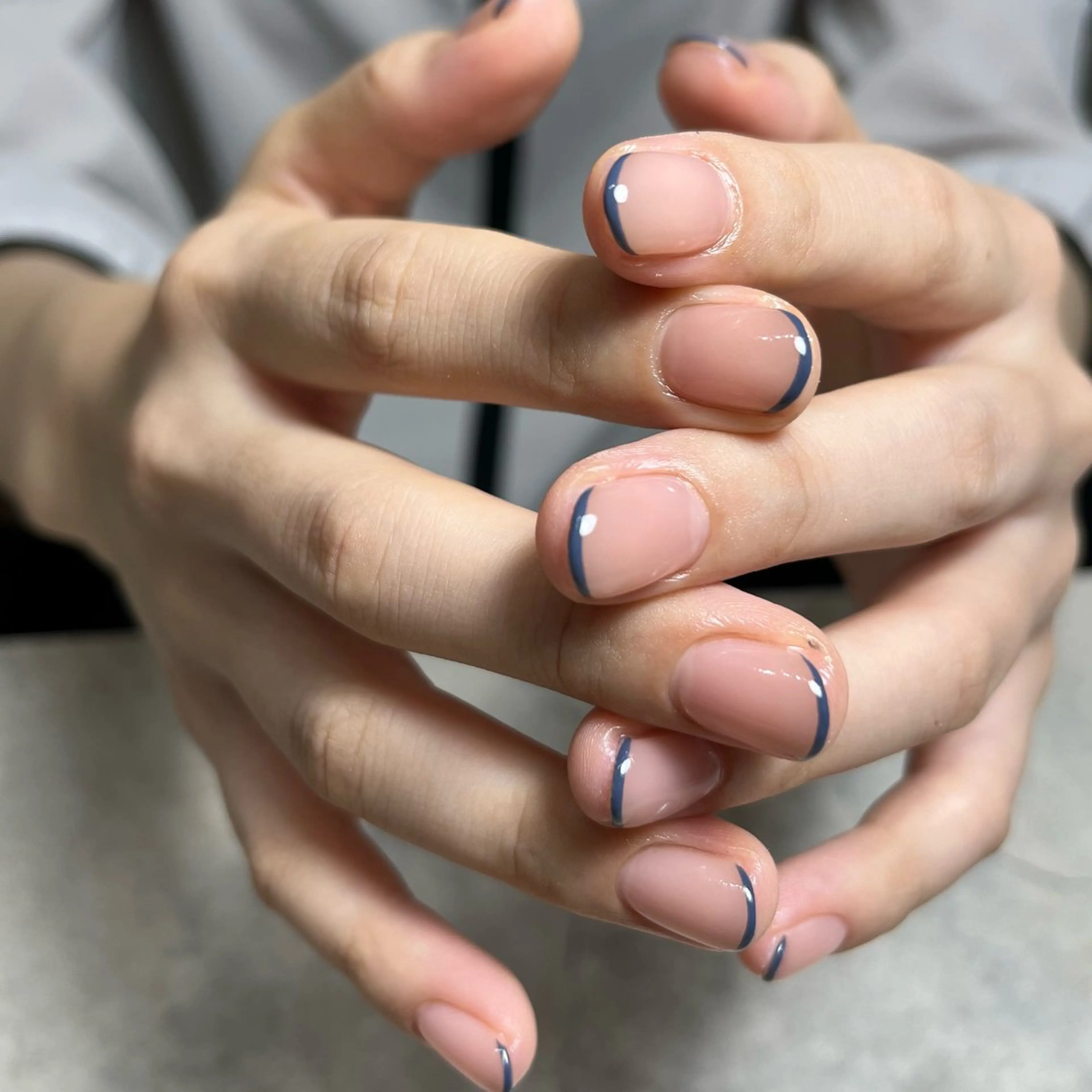 ネイル ブルー フレンチネイル グリーン ハンドネイル vegh. nail／阿波座のネイルデザイン