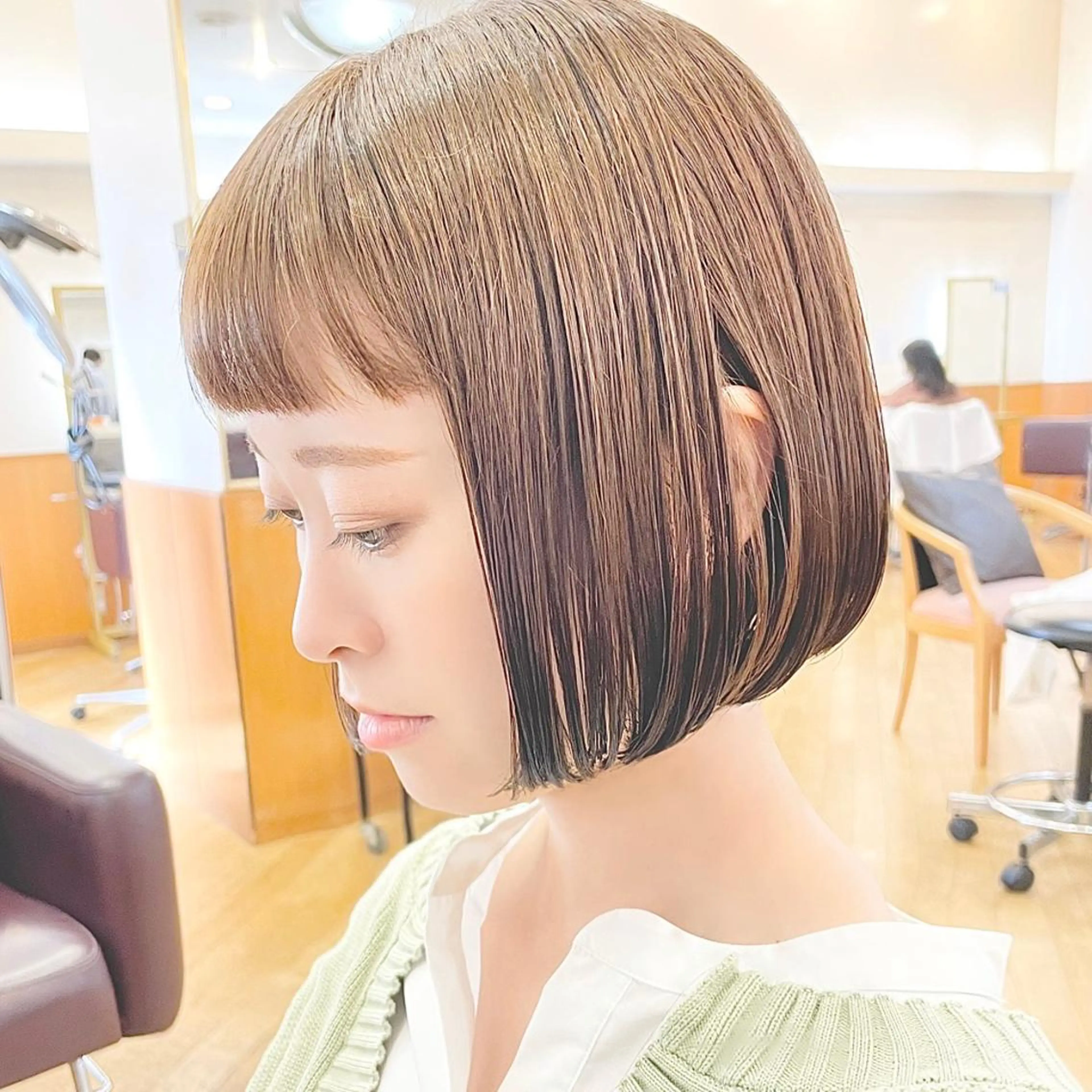 ミディアム カラー ヘアアレンジ キッズ 切りっぱなしボブ ベージュカラー グレージュ ボブ 髪質改善 カット ヘアカラー トリートメント さわ きょうすけ/ ボブ髪質改善ショートのヘアスタイル