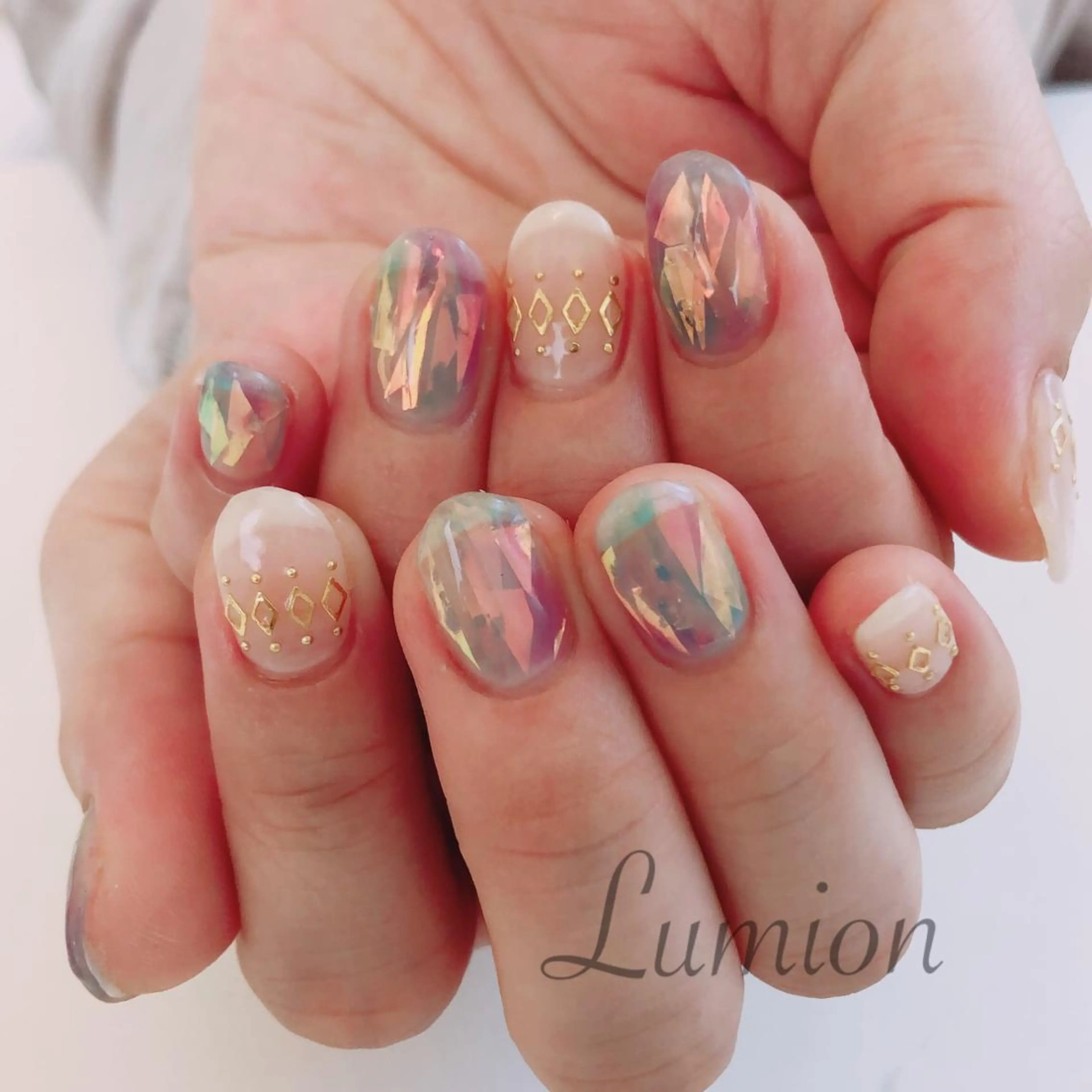 ネイル オーロラネイル キラキラネイル nailroom Lumionのネイルデザイン