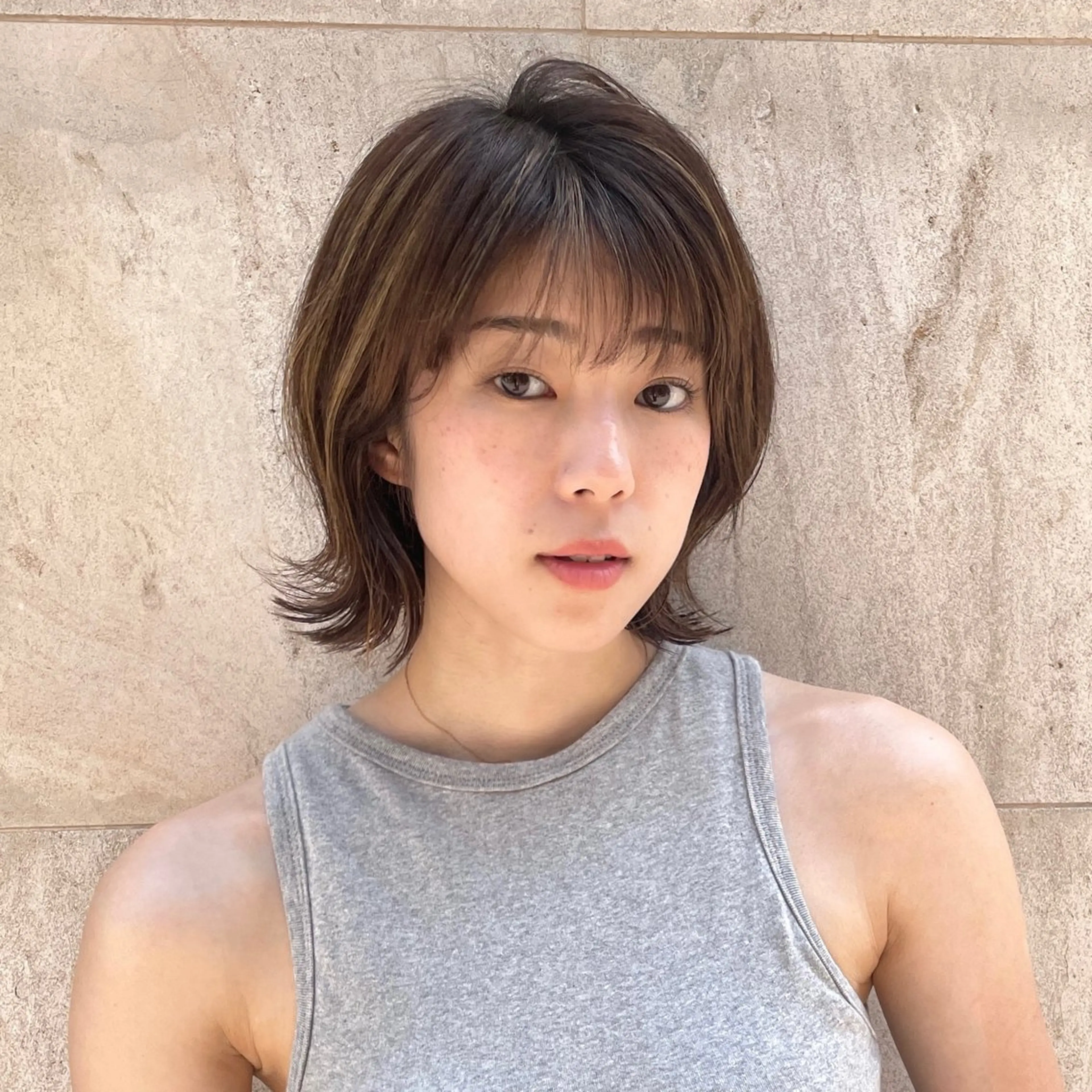 ミディアム カラー ハイライトカラー ボブ くびれヘア ハイライト 外ハネヘア ヘアカラー トリートメント matka白髪ぼかし 大人ヘア/KEIKOのヘアスタイル