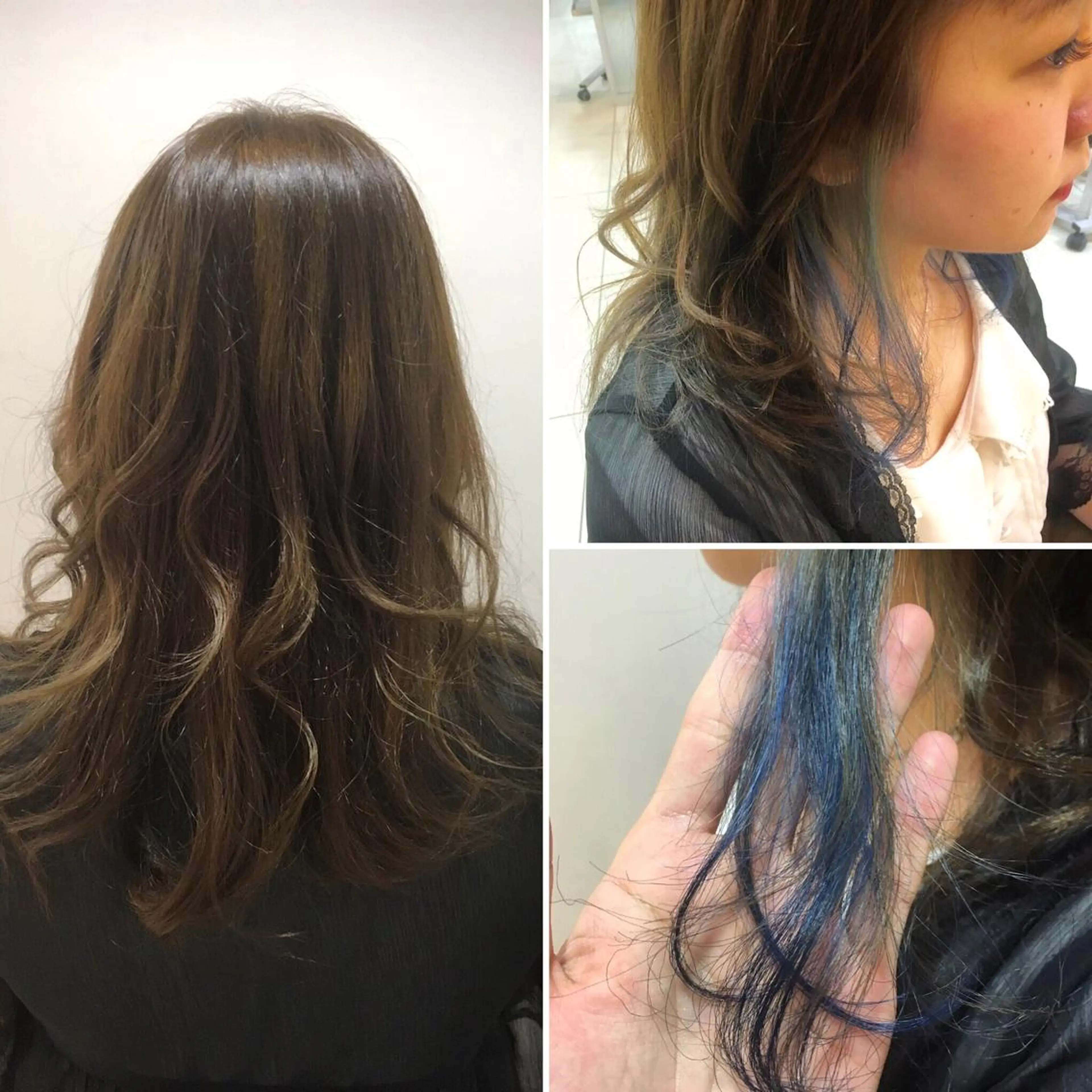 ミディアム セミロング カラー アッシュ ブリーチ ブルーカラー ブルーアッシュ インナーカラー 永井 大希のヘアスタイル