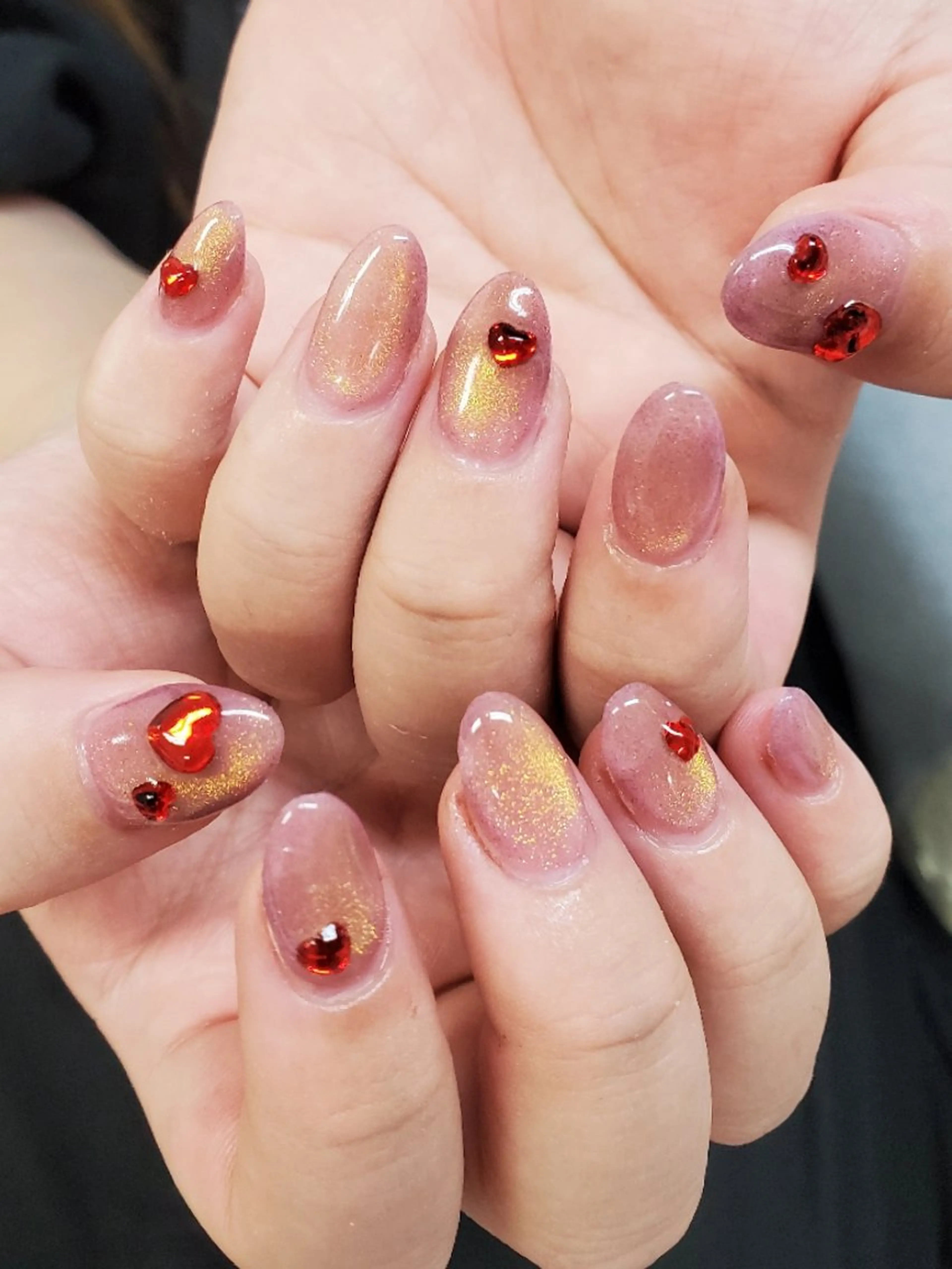 ネイル ハート マグネットネイル バレンタイン ハンドネイル Nail 🌱TSUBASAのネイルデザイン