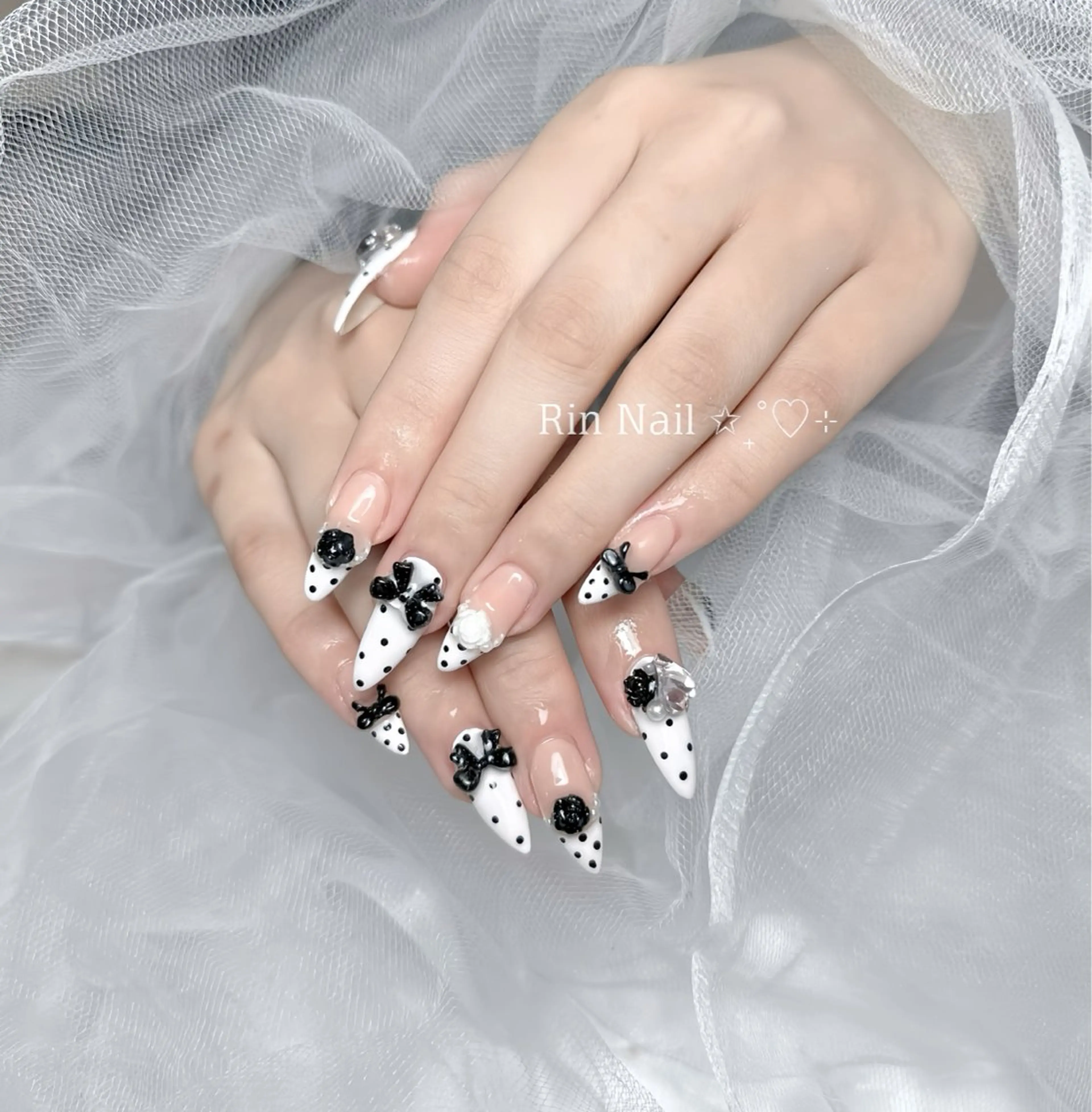 ネイル アートネイル チークネイル ジェルネイル ロングネイル マグネットネイル ハンドネイル Rin Nail 新大久保店のネイルデザイン