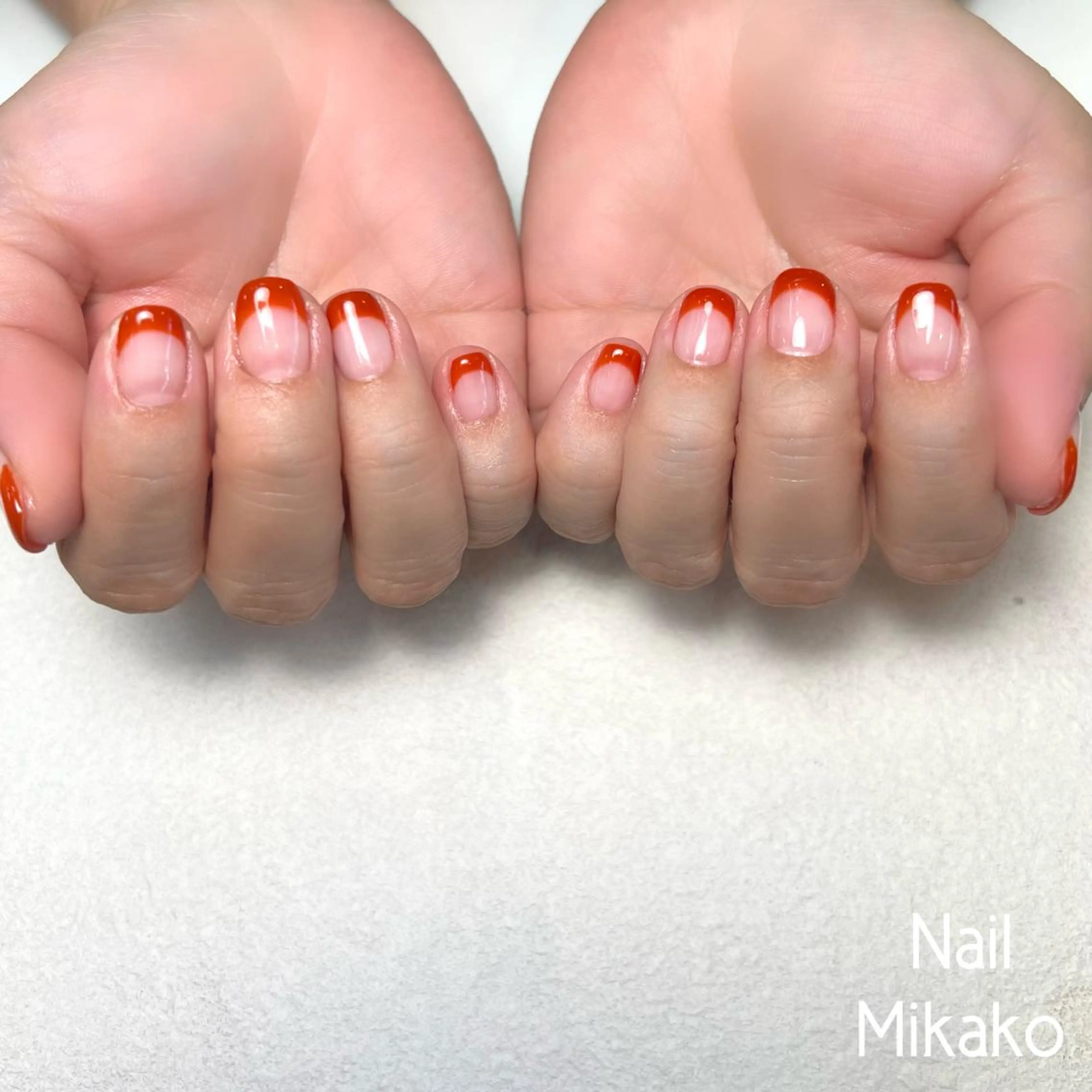 ネイル フレンチネイル オレンジ シンプルネイル Nail Mikakoのネイルデザイン