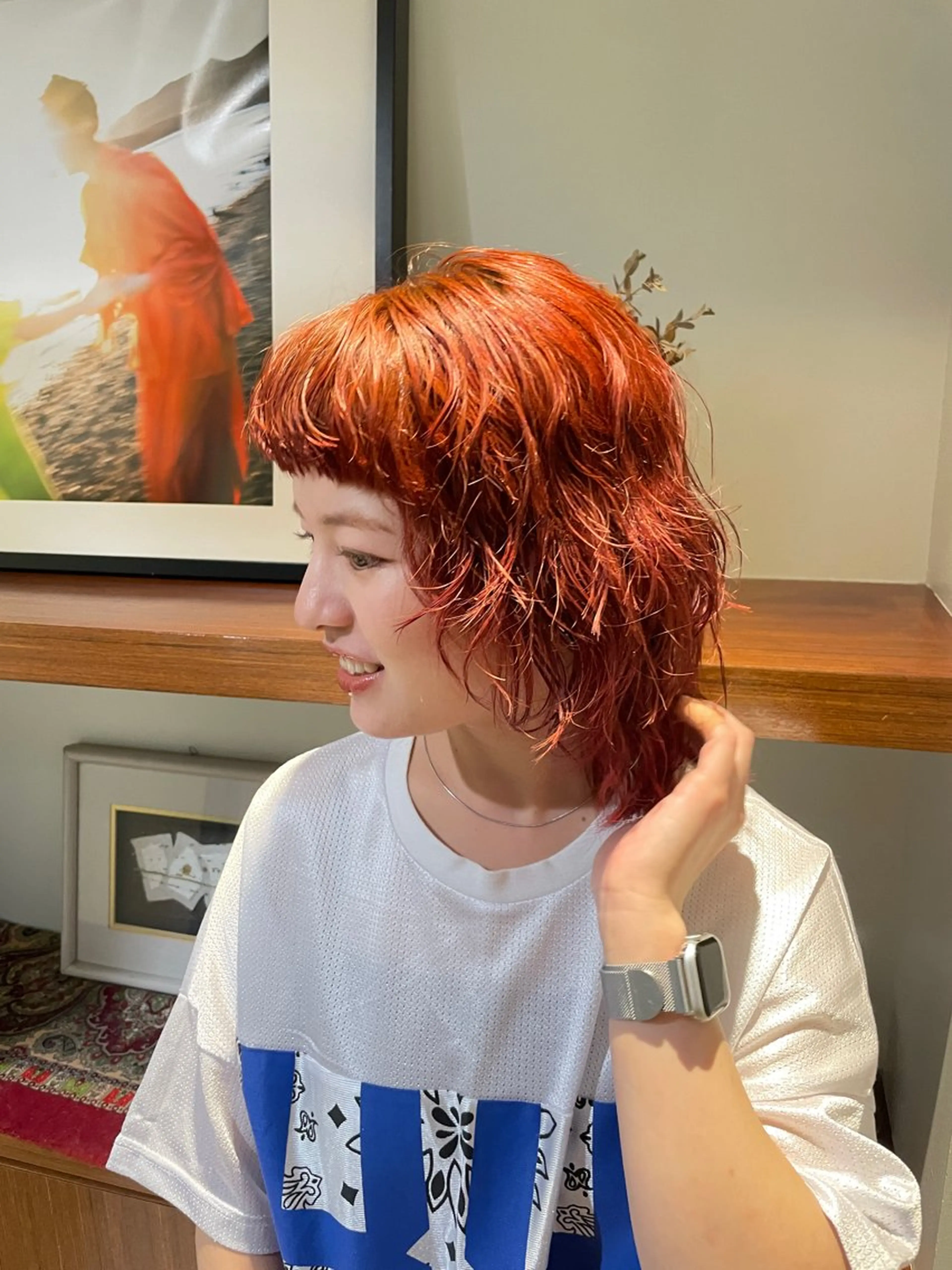 ミディアム パーマ オン眉 ウルフカット HEIMER ミカド　サトル△のヘアスタイル