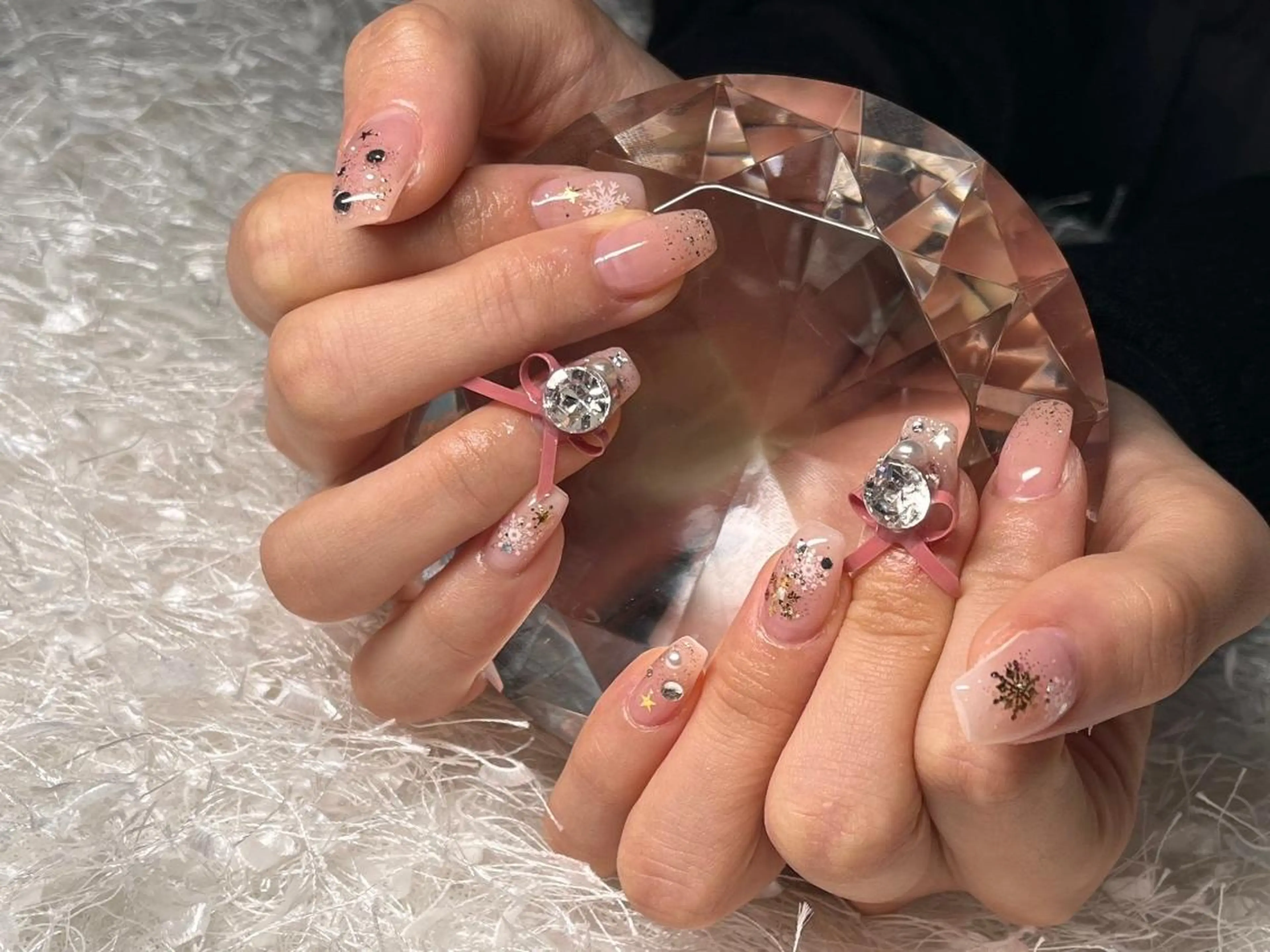 ネイル オーロラネイル 長さ出し フレンチネイル ジェルネイル グラデーション ハンドネイル Nail&eye Belire 新宿のネイルデザイン