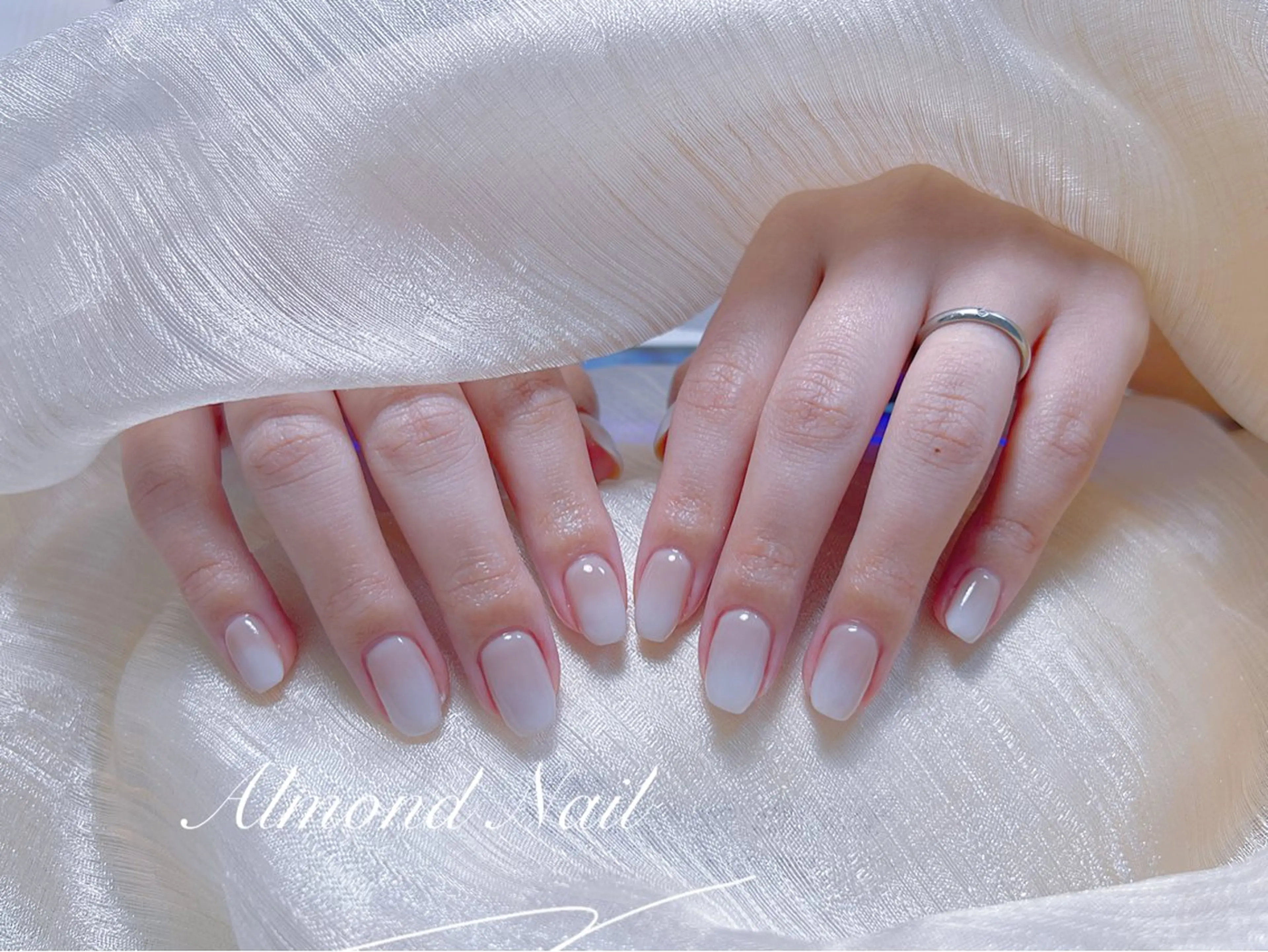 ネイル 長さ出し フラッシュネイル フットネイル フレンチネイル ジェルネイル Almond Nail 亀戸のネイルデザイン